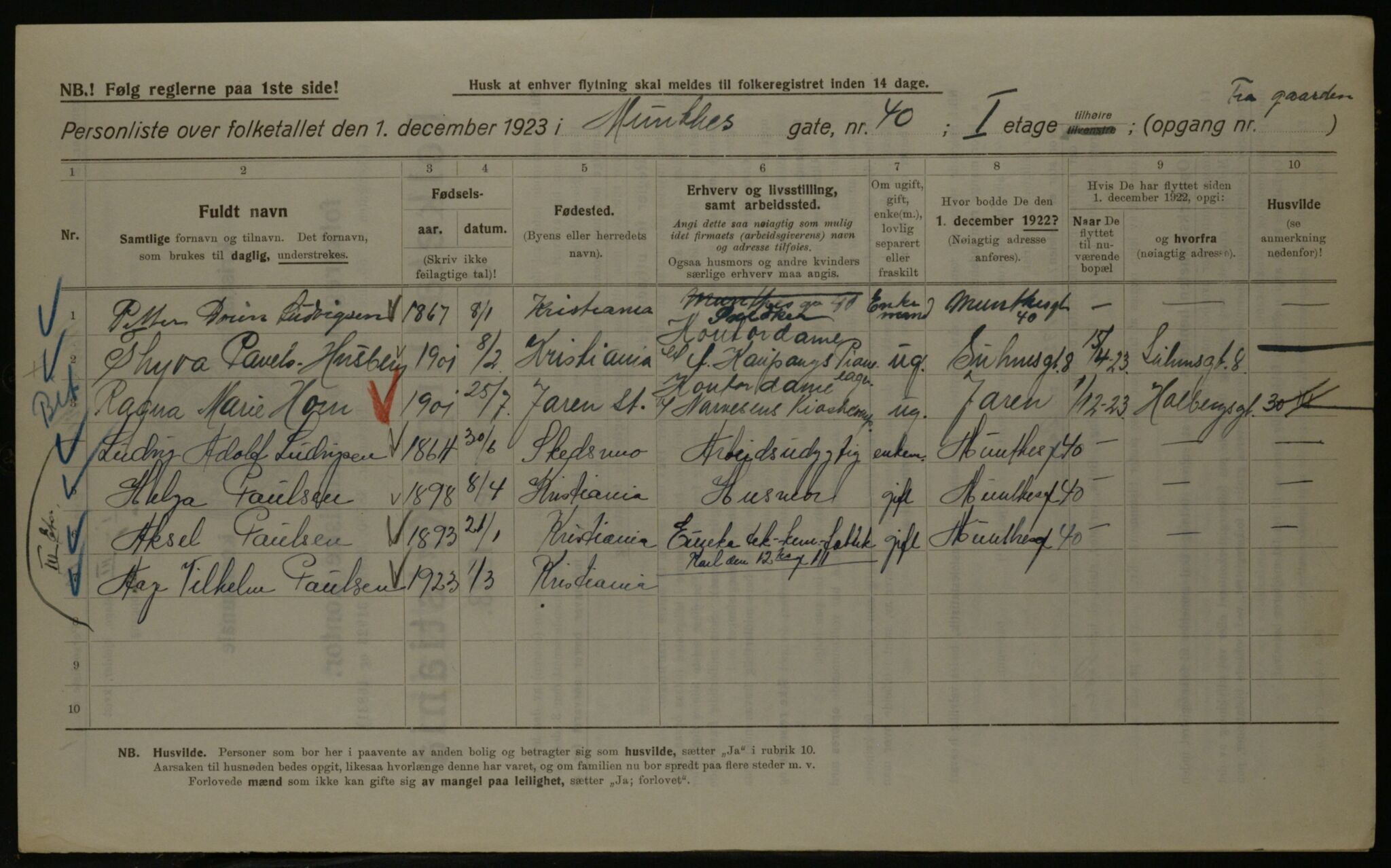 OBA, Kommunal folketelling 1.12.1923 for Kristiania, 1923, s. 75130