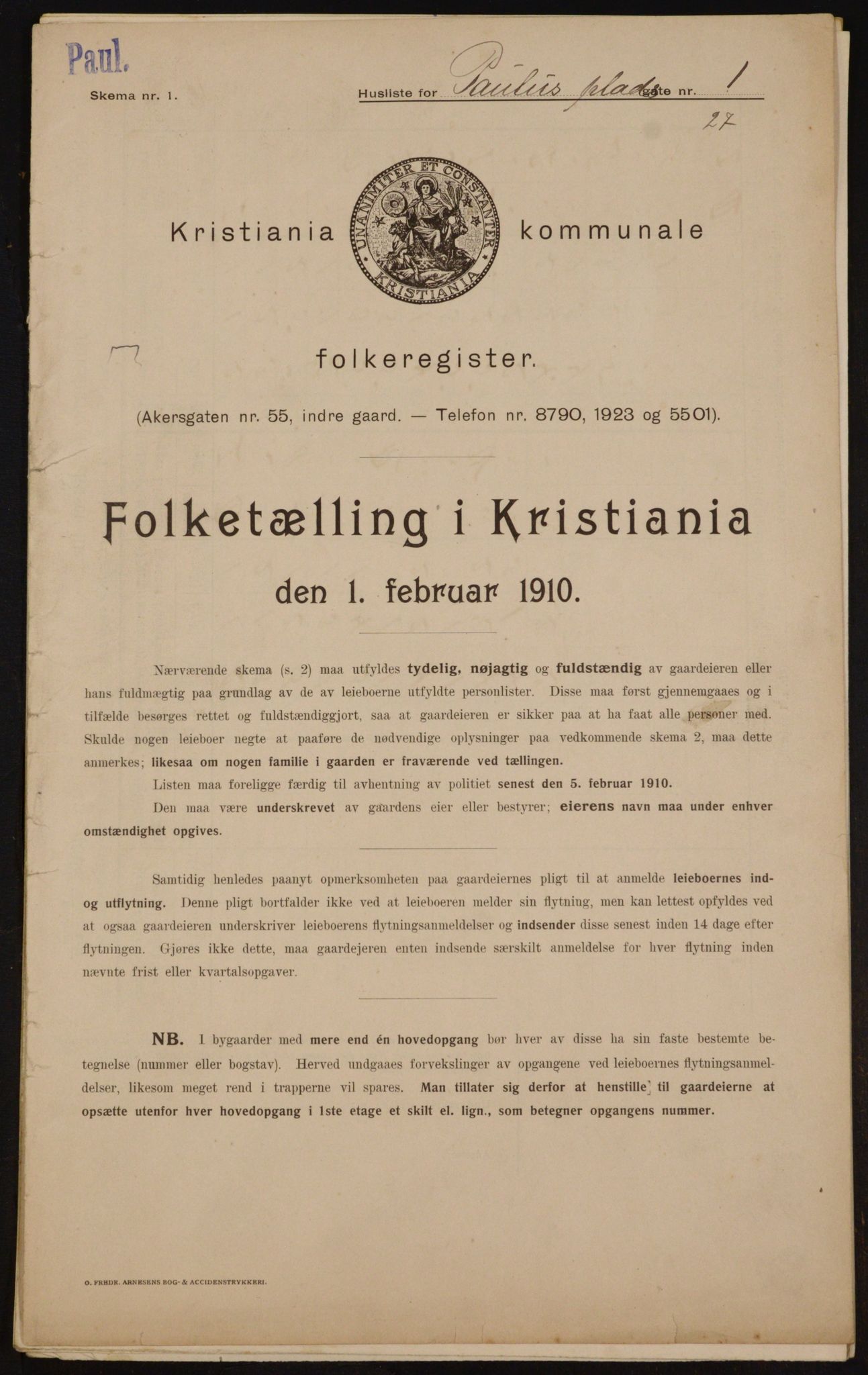 OBA, Kommunal folketelling 1.2.1910 for Kristiania, 1910, s. 75477