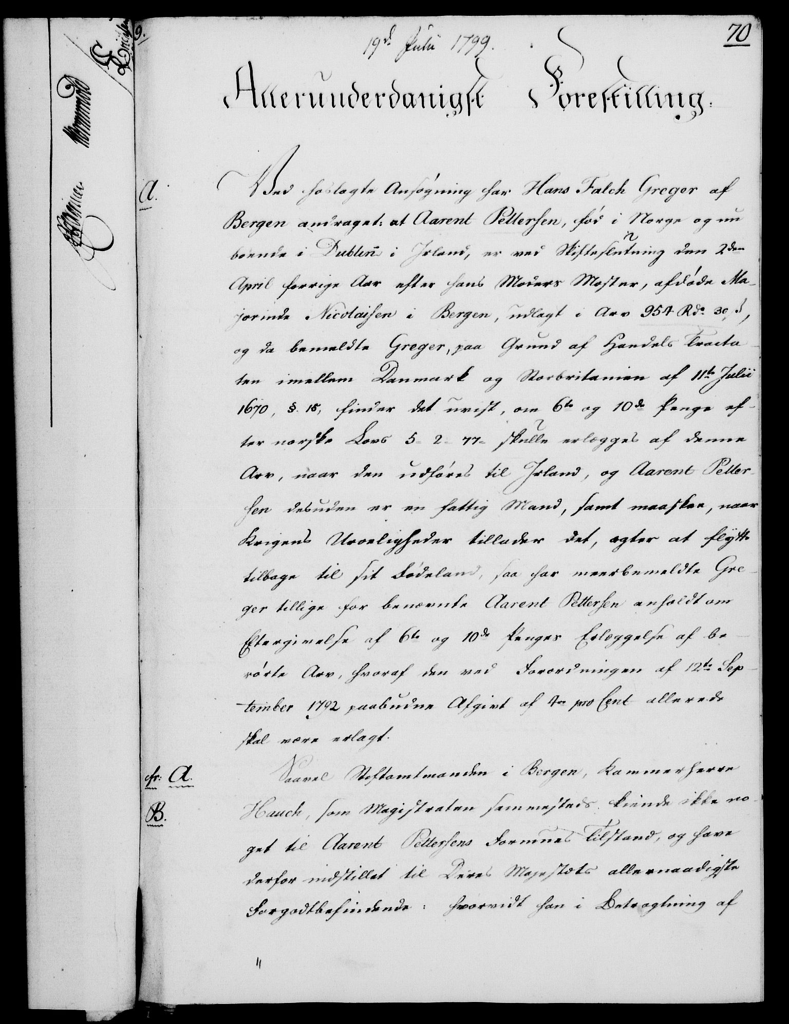 Rentekammeret, Kammerkanselliet, AV/RA-EA-3111/G/Gf/Gfa/L0081: Norsk relasjons- og resolusjonsprotokoll (merket RK 52.81), 1799, s. 442