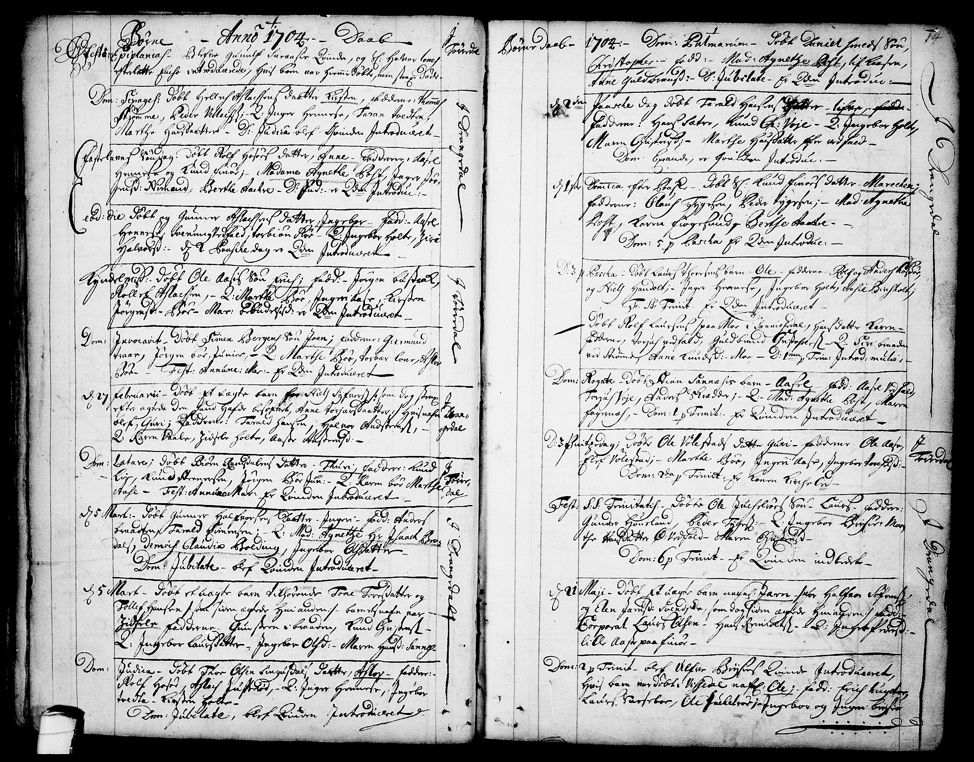 Drangedal kirkebøker, AV/SAKO-A-258/F/Fa/L0001: Ministerialbok nr. 1, 1697-1767, s. 14