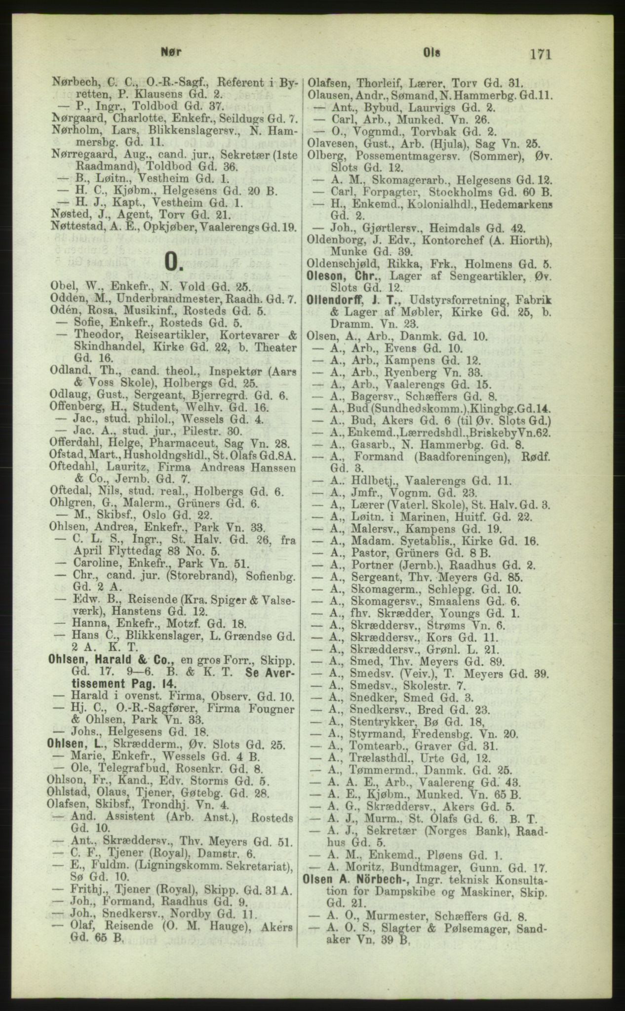 Kristiania/Oslo adressebok, PUBL/-, 1883, s. 171