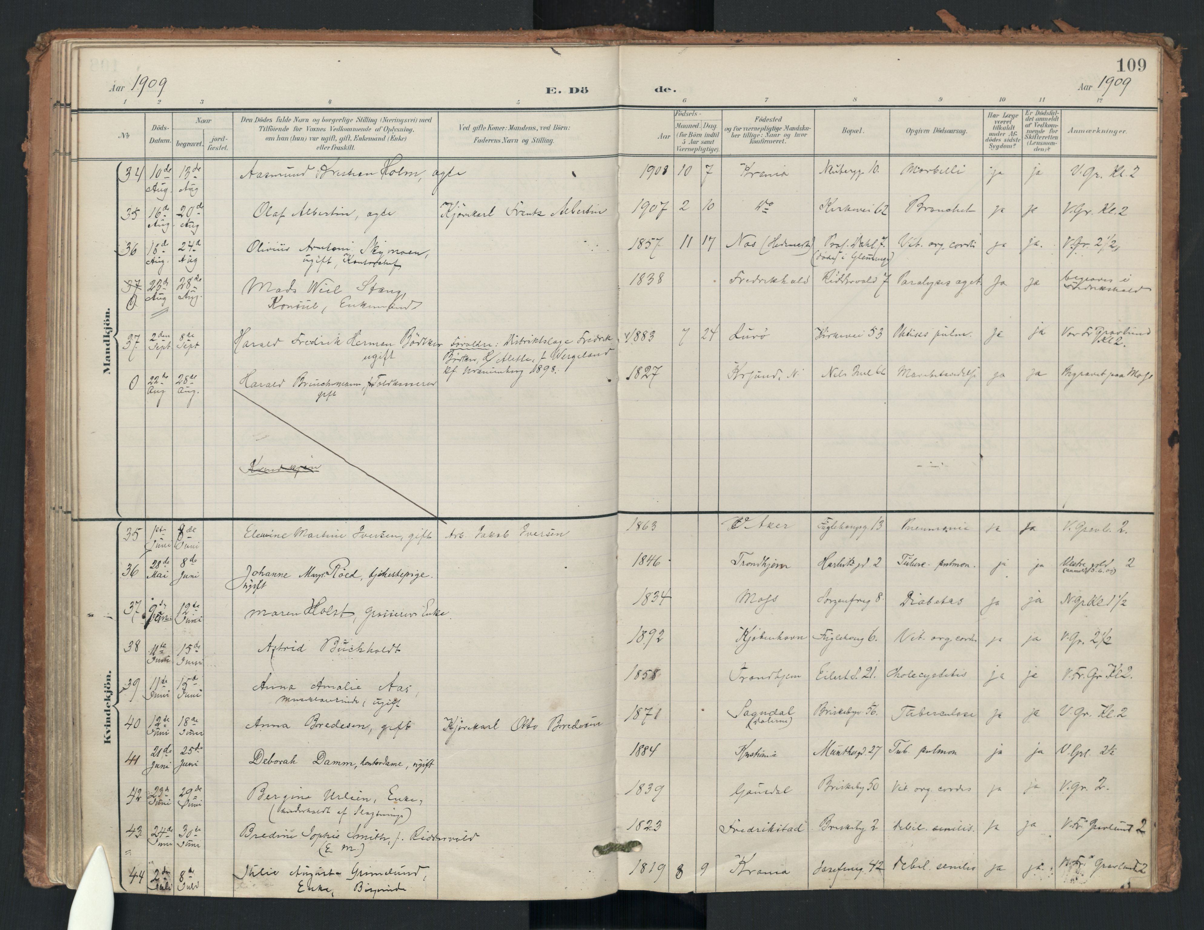 Uranienborg prestekontor Kirkebøker, AV/SAO-A-10877/F/Fa/L0008: Ministerialbok nr. 8, 1898-1936, s. 109