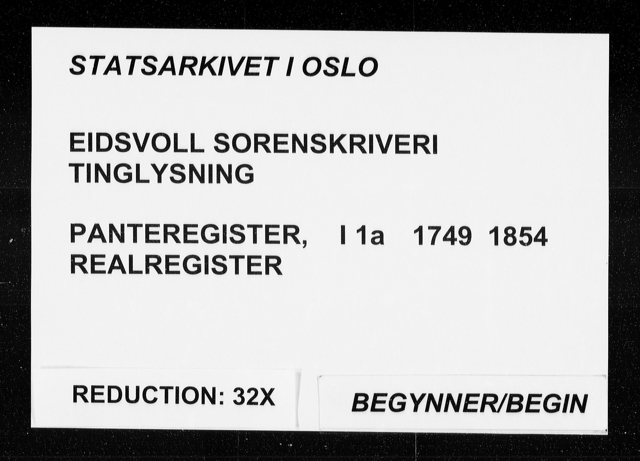 Eidsvoll tingrett, SAO/A-10371/G/Ga/Gaa/L0001a: Panteregister nr. A Ia, 1749-1854