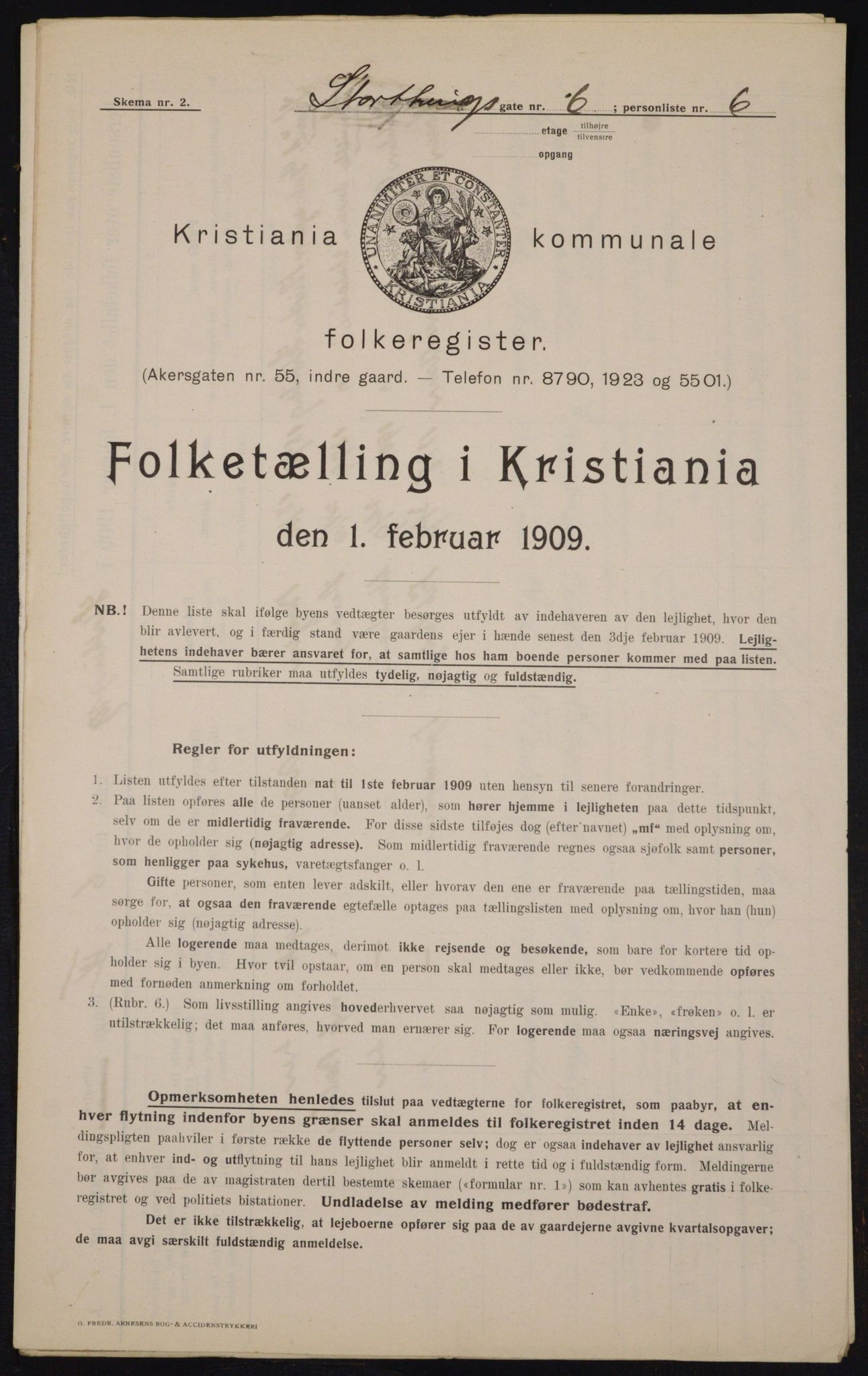 OBA, Kommunal folketelling 1.2.1909 for Kristiania kjøpstad, 1909, s. 93602