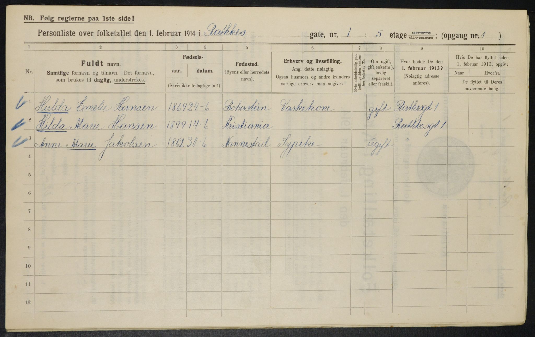 OBA, Kommunal folketelling 1.2.1914 for Kristiania, 1914, s. 81846