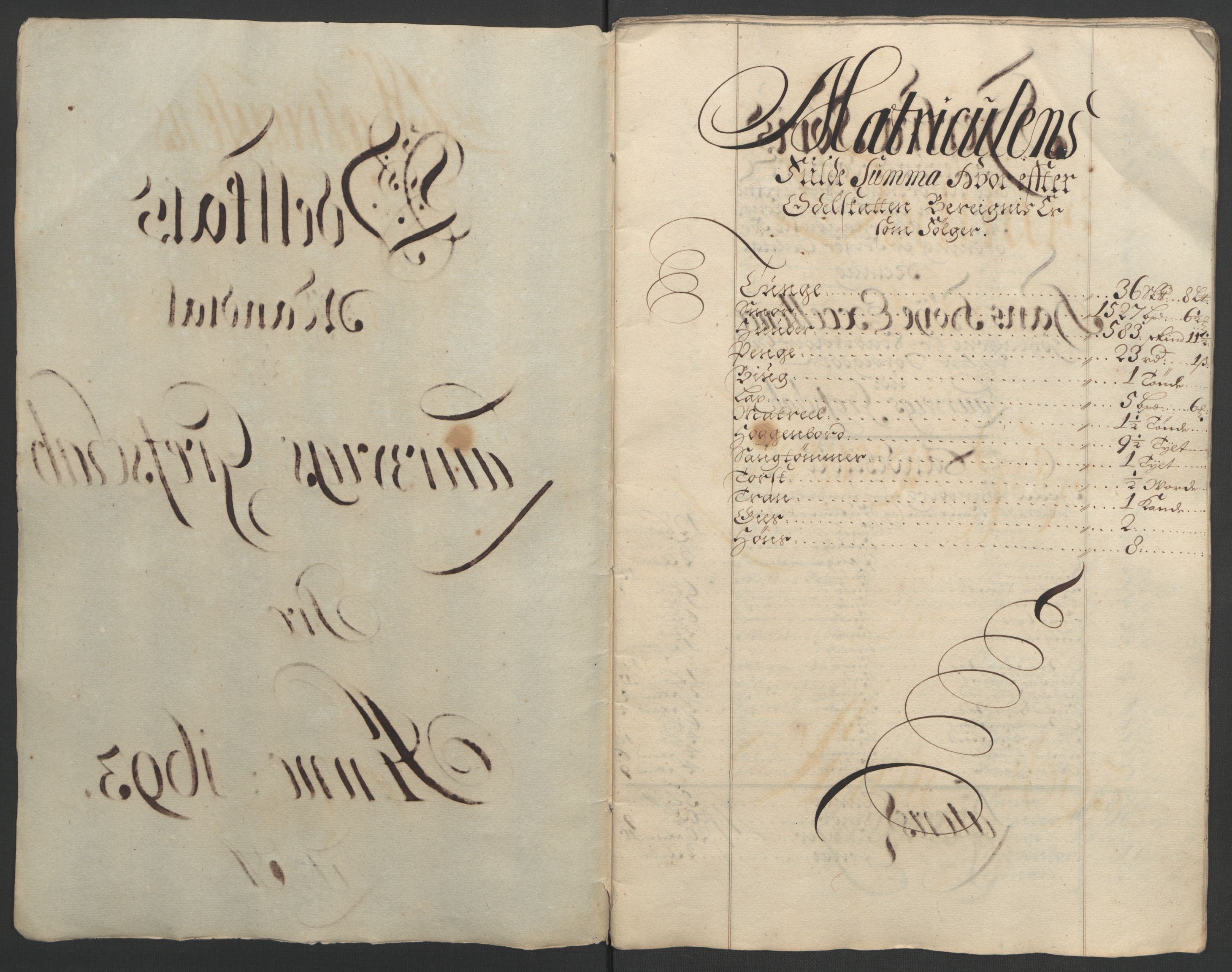Rentekammeret inntil 1814, Reviderte regnskaper, Fogderegnskap, RA/EA-4092/R33/L1974: Fogderegnskap Larvik grevskap, 1693-1695, s. 17
