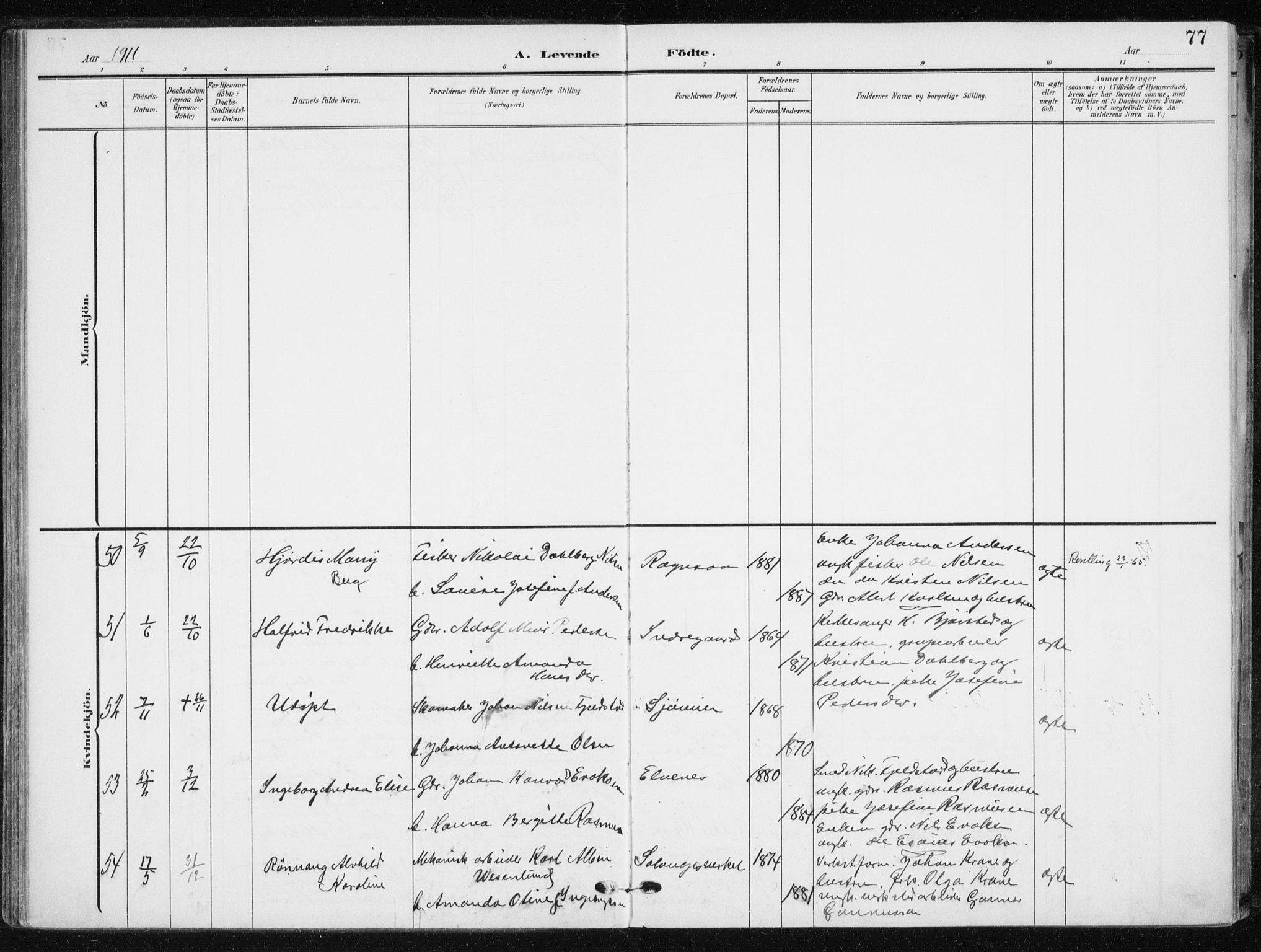 Salangen sokneprestembete, AV/SATØ-S-1324/H/Ha/L0002kirke: Ministerialbok nr. 2, 1902-1911, s. 77