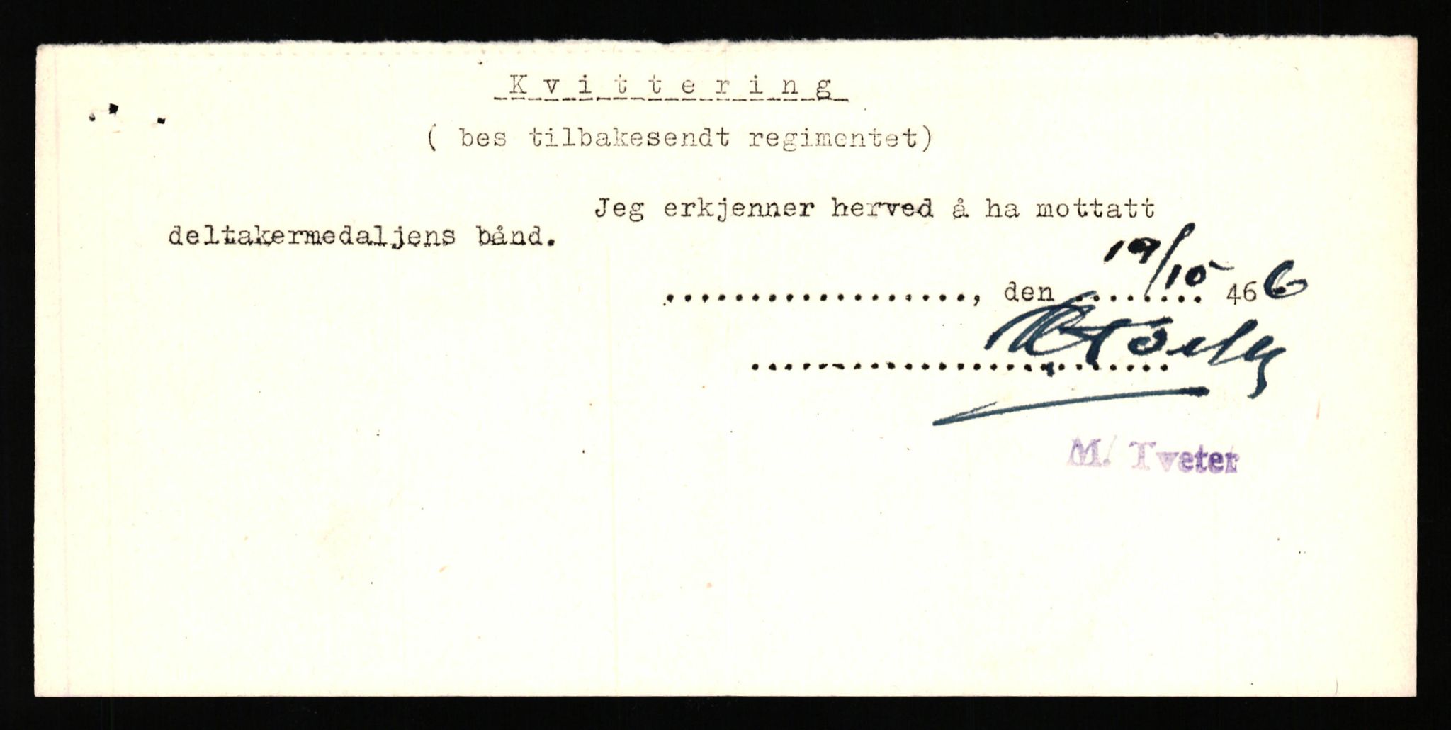 Forsvaret, Jegerkorpset - Akershus infantriregiment nr. 4, AV/RA-RAFA-2947/D/Dd/L0056: DELTAKERMEDALJEN 2. VERDENSKRIG BOKS 4 N-Ø, 1945-1950, s. 946