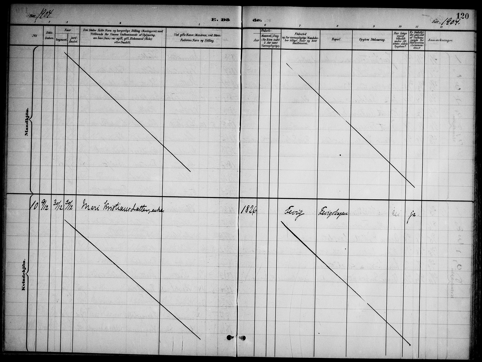 Nannestad prestekontor Kirkebøker, AV/SAO-A-10414a/G/Gb/L0001: Klokkerbok nr. II 1, 1901-1917, s. 120