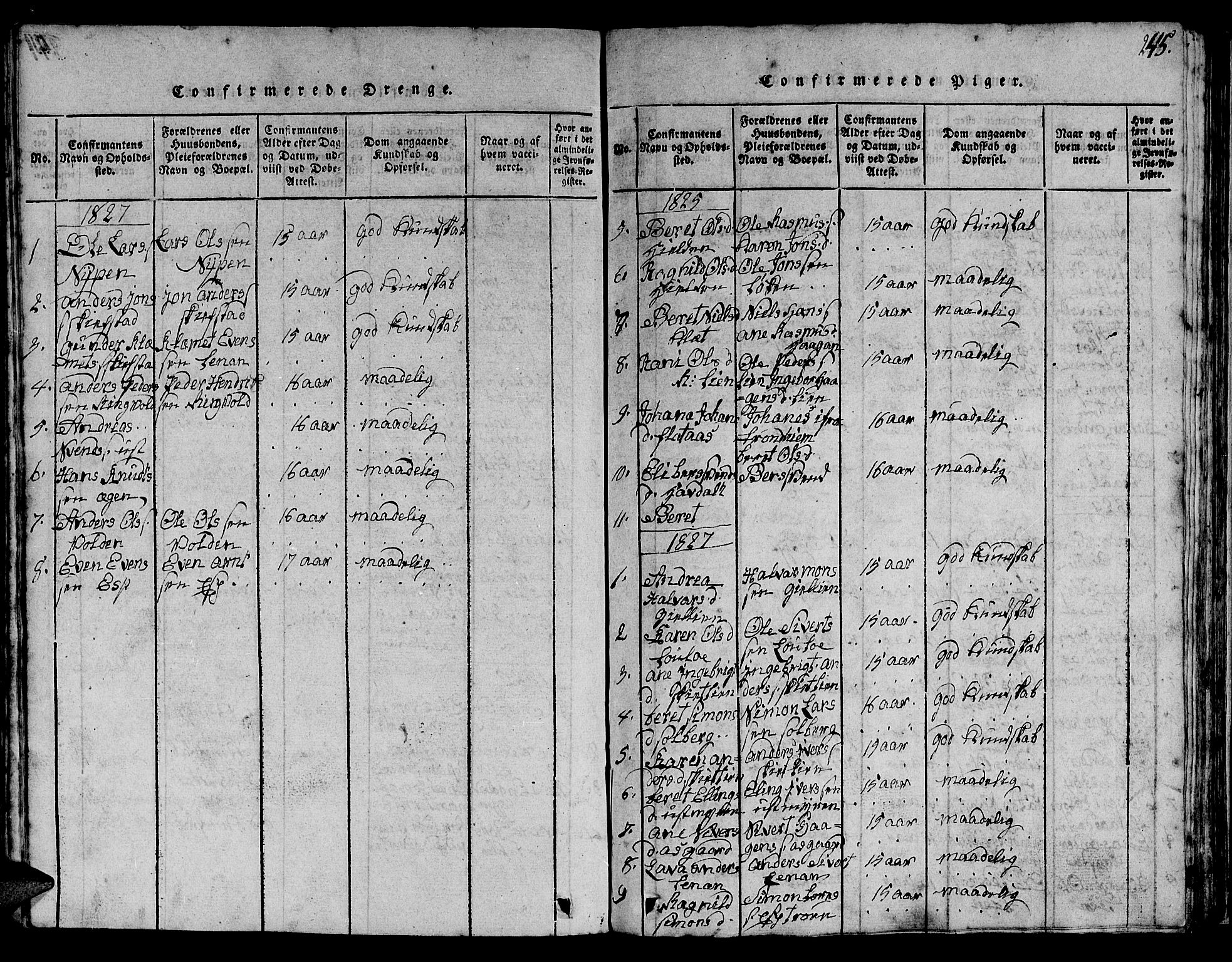 Ministerialprotokoller, klokkerbøker og fødselsregistre - Sør-Trøndelag, SAT/A-1456/613/L0393: Klokkerbok nr. 613C01, 1816-1886, s. 245