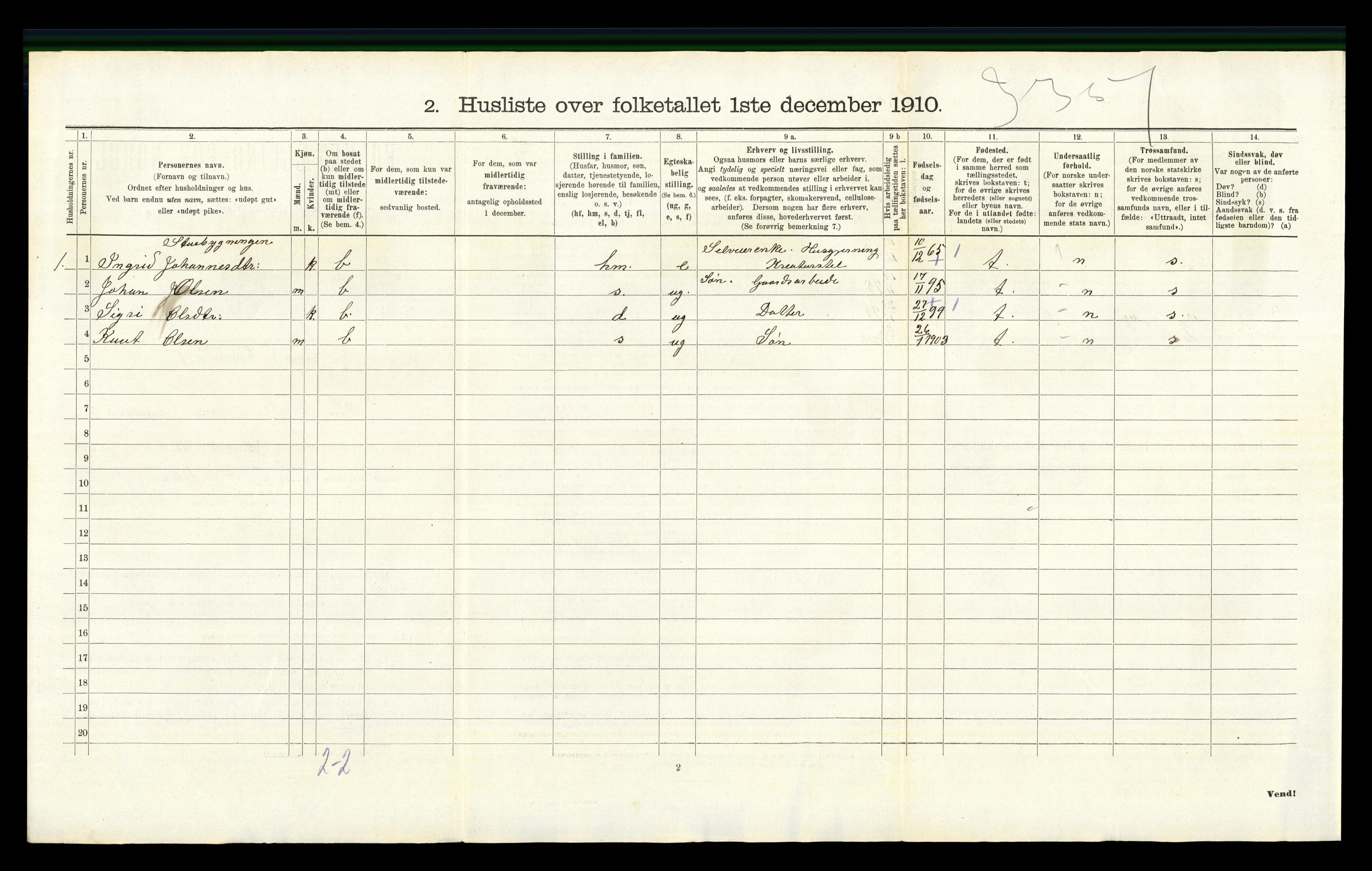 RA, Folketelling 1910 for 0543 Vestre Slidre herred, 1910, s. 928