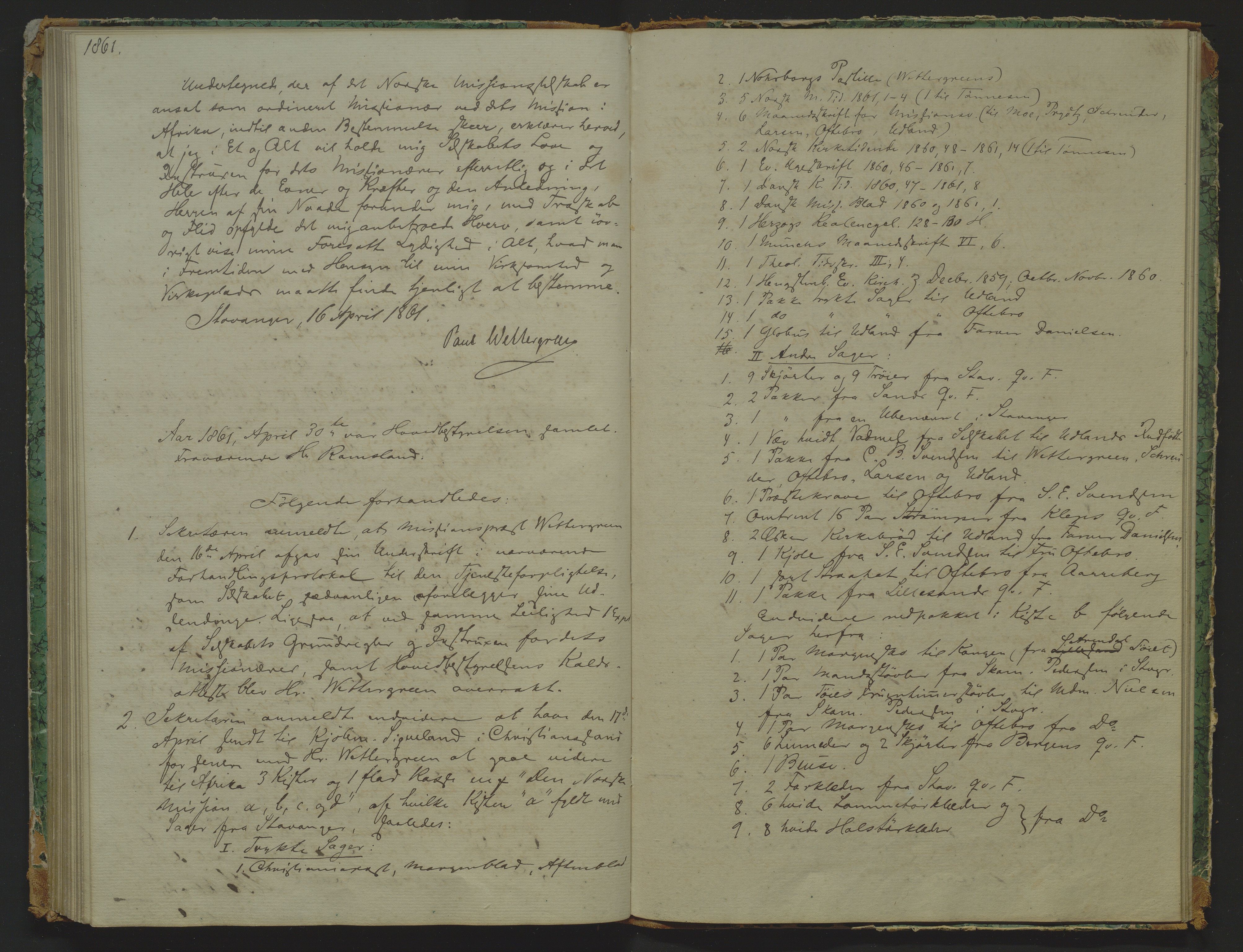 Det Norske Misjonsselskap - hovedadministrasjonen, VID/MA-A-1045/D/Da/Daa/L0007: Styreprotokoll nr. II, 19. november 1853 - 26. juni 1862, 1853-1862
