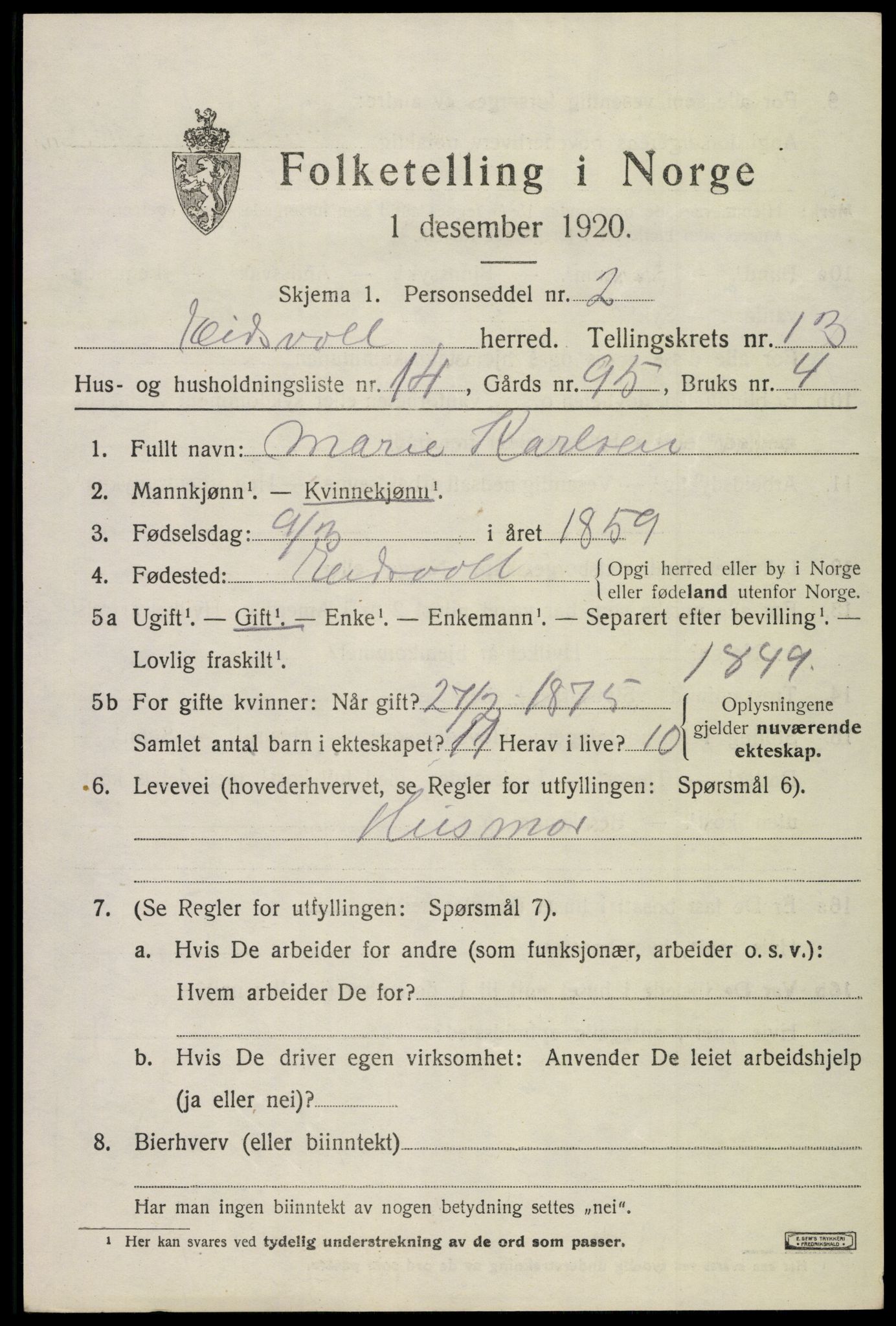 SAO, Folketelling 1920 for 0237 Eidsvoll herred, 1920, s. 20115