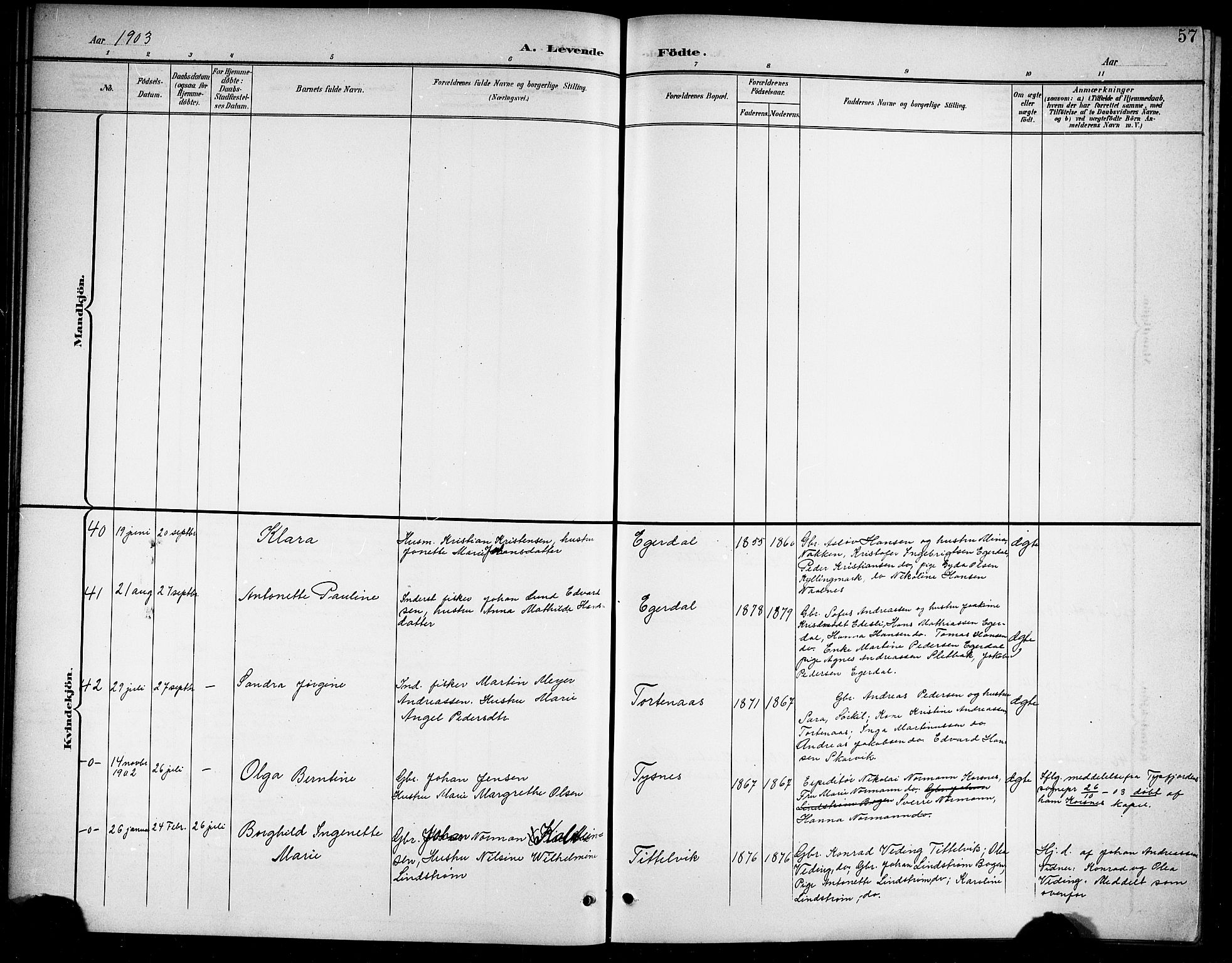 Ministerialprotokoller, klokkerbøker og fødselsregistre - Nordland, AV/SAT-A-1459/859/L0860: Klokkerbok nr. 859C06, 1899-1909, s. 57