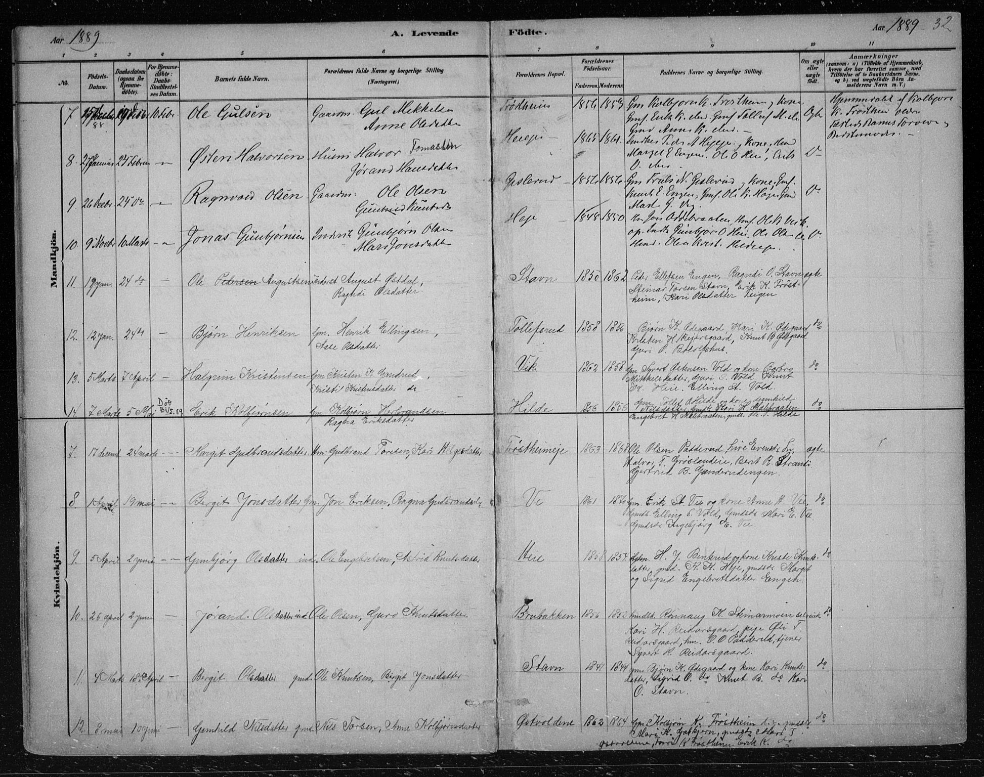Nes kirkebøker, AV/SAKO-A-236/F/Fa/L0012: Ministerialbok nr. 12, 1881-1917, s. 32