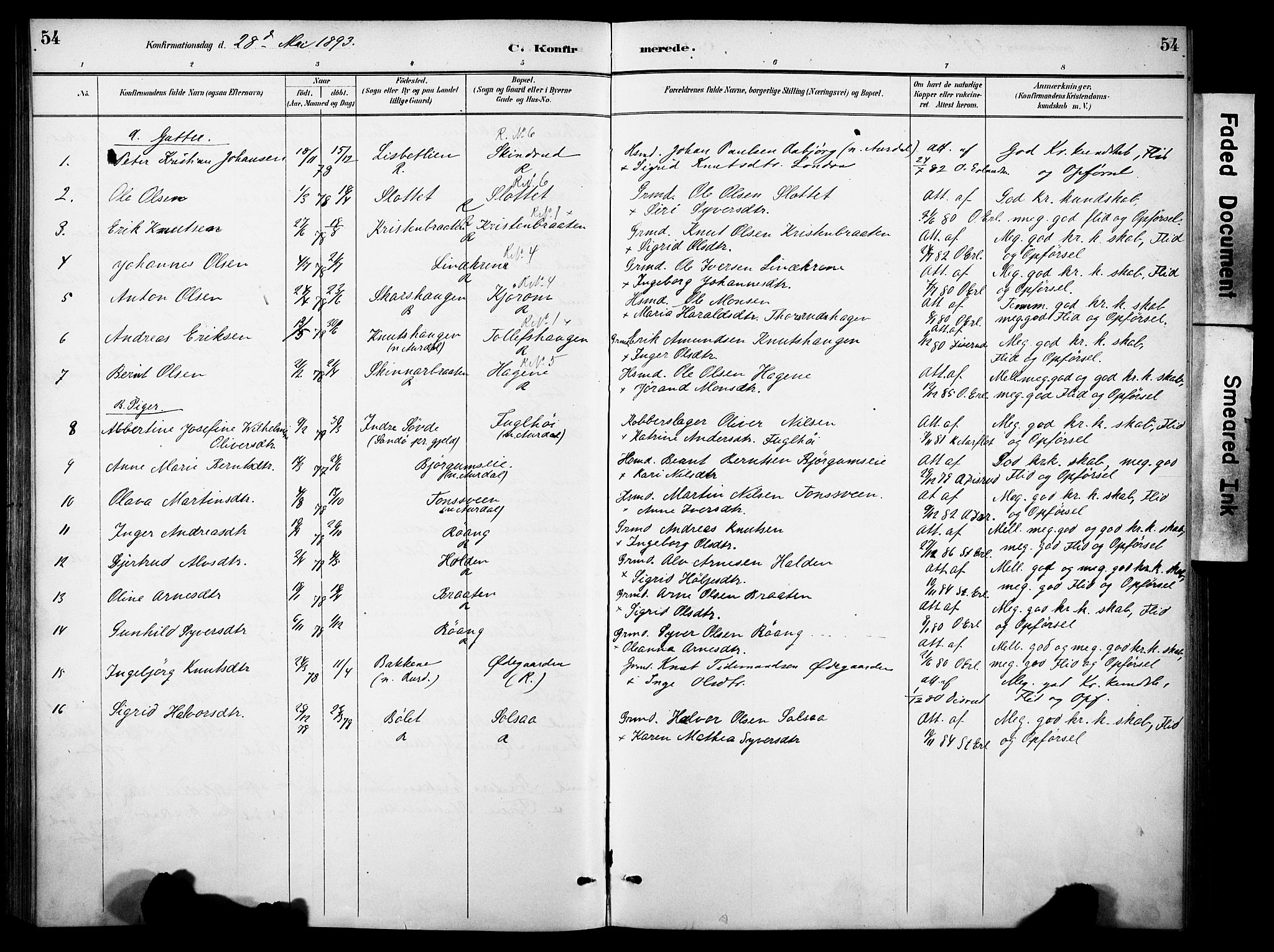 Sør-Aurdal prestekontor, AV/SAH-PREST-128/H/Ha/Haa/L0010: Ministerialbok nr. 10, 1886-1906, s. 54
