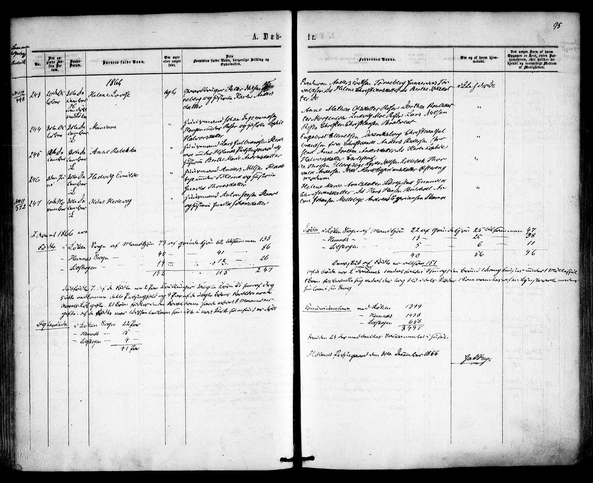 Høland prestekontor Kirkebøker, AV/SAO-A-10346a/F/Fa/L0011: Ministerialbok nr. I 11, 1862-1869, s. 95