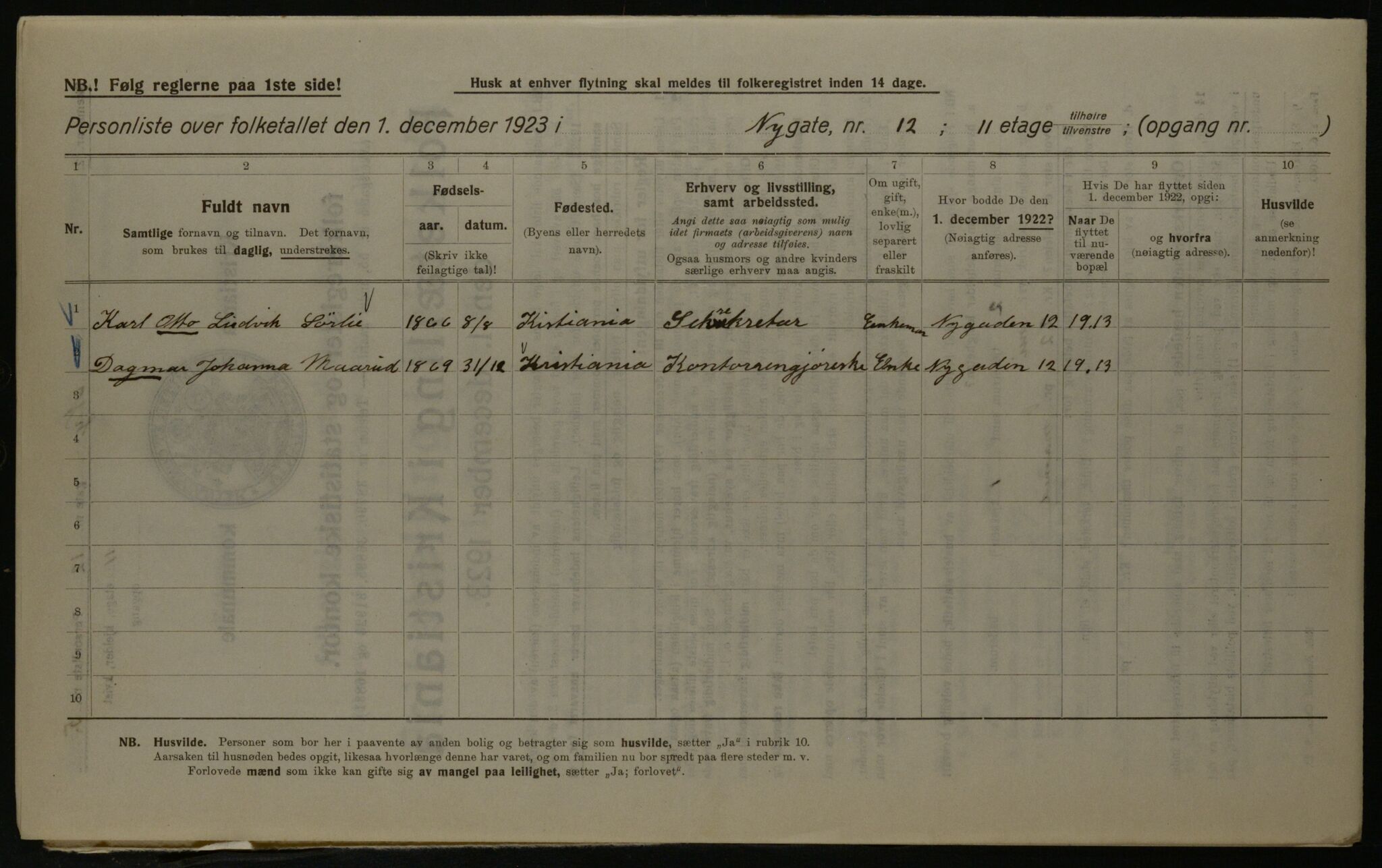 OBA, Kommunal folketelling 1.12.1923 for Kristiania, 1923, s. 81288