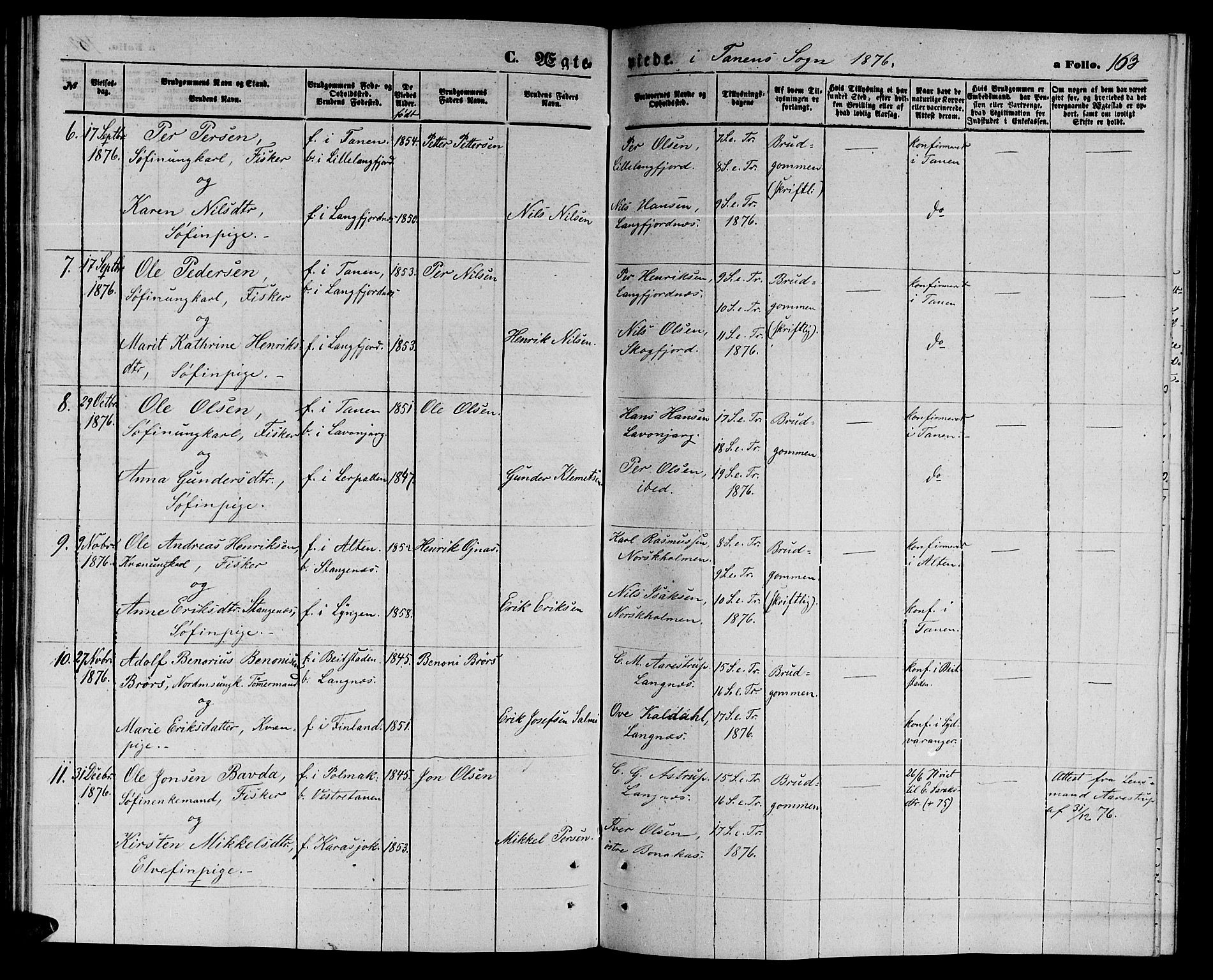 Tana sokneprestkontor, AV/SATØ-S-1334/H/Hb/L0002klokker: Klokkerbok nr. 2 /1, 1866-1877, s. 163