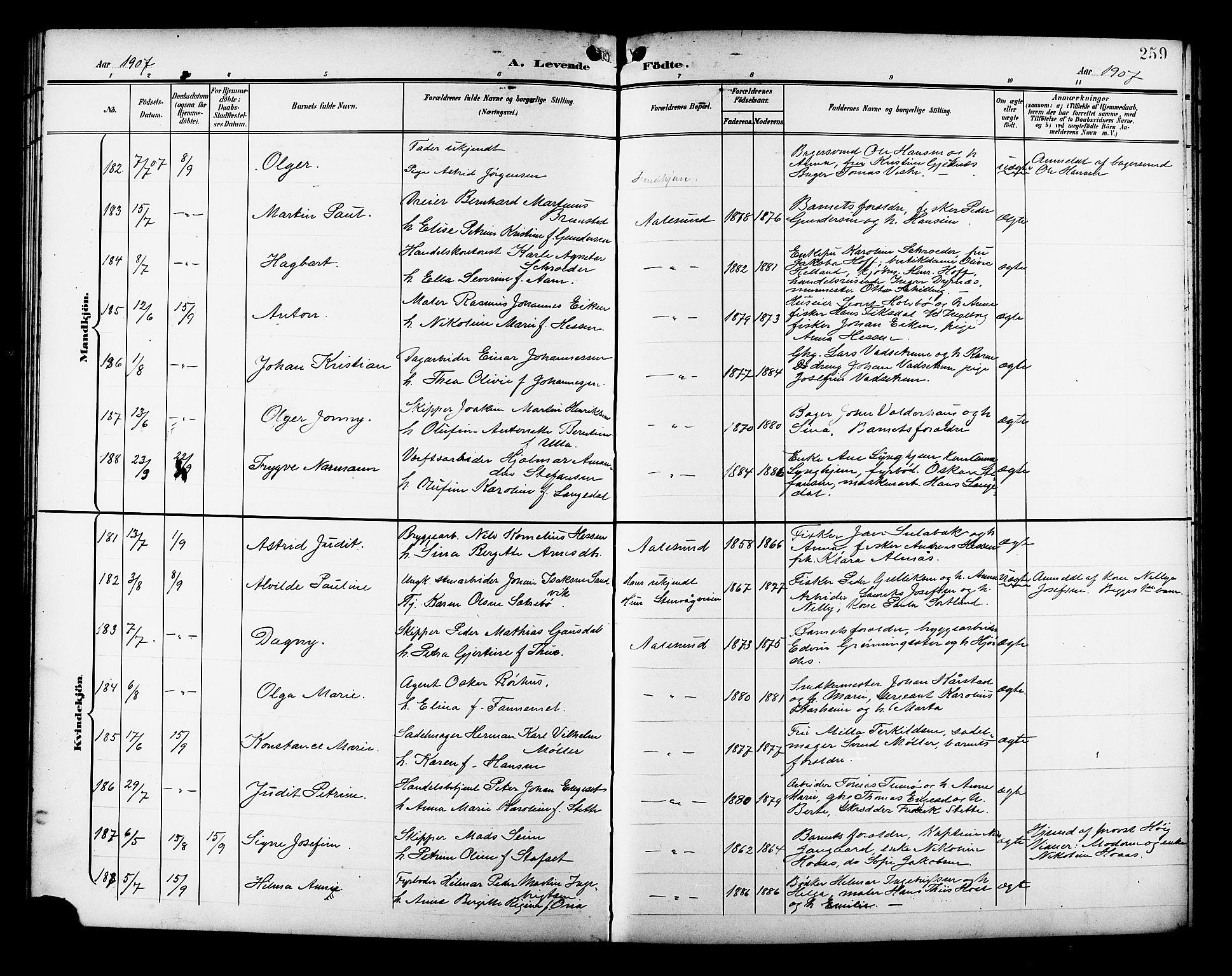 Ministerialprotokoller, klokkerbøker og fødselsregistre - Møre og Romsdal, AV/SAT-A-1454/529/L0468: Klokkerbok nr. 529C05, 1897-1908, s. 259