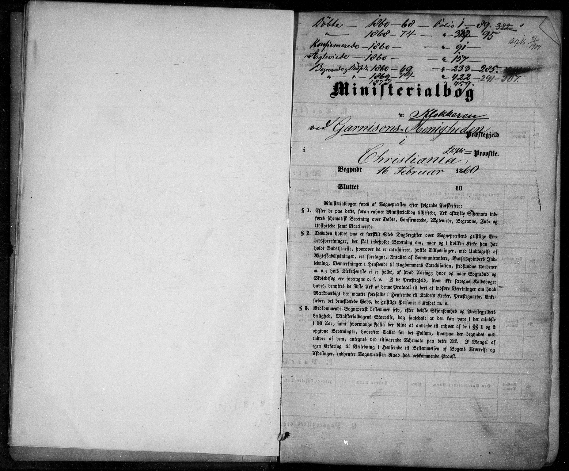 Garnisonsmenigheten Kirkebøker, SAO/A-10846/G/Ga/L0006: Klokkerbok nr. 6, 1860-1880