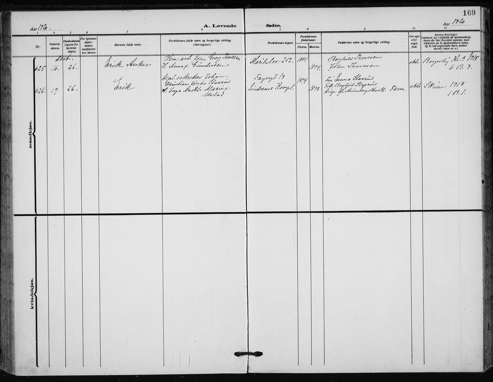 Rikshospitalet prestekontor Kirkebøker, AV/SAO-A-10309b/F/L0017: Ministerialbok nr. 17, 1919-1922, s. 169