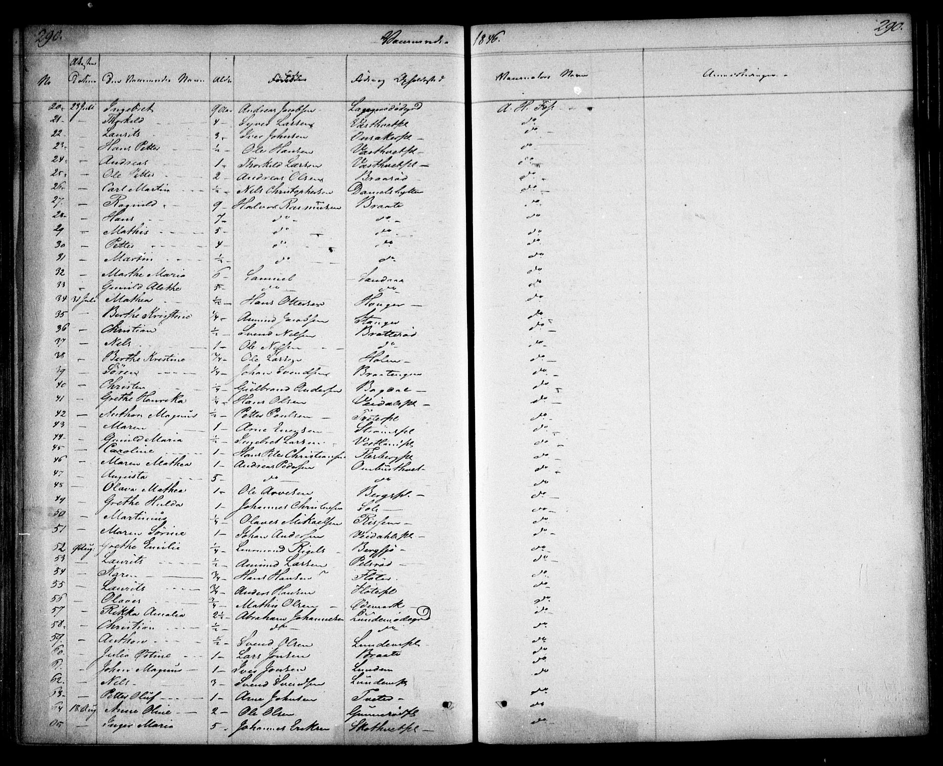 Våler prestekontor Kirkebøker, AV/SAO-A-11083/F/Fa/L0006: Ministerialbok nr. I 6, 1840-1861, s. 290