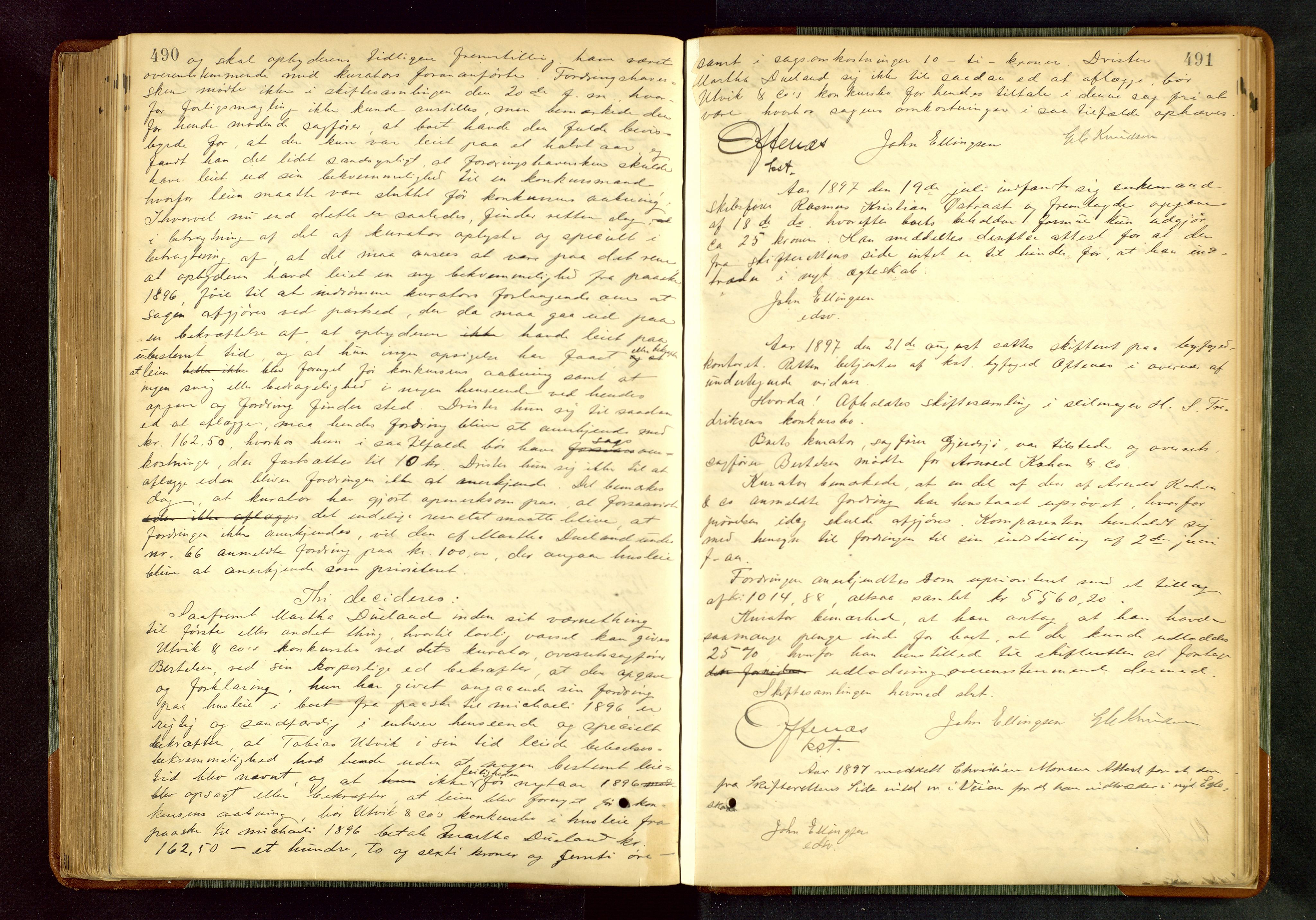 Haugesund tingrett, AV/SAST-A-101415/01/IV/IVA/L0005: Skifteprotokoll med register, 1887-1900, s. 490-491