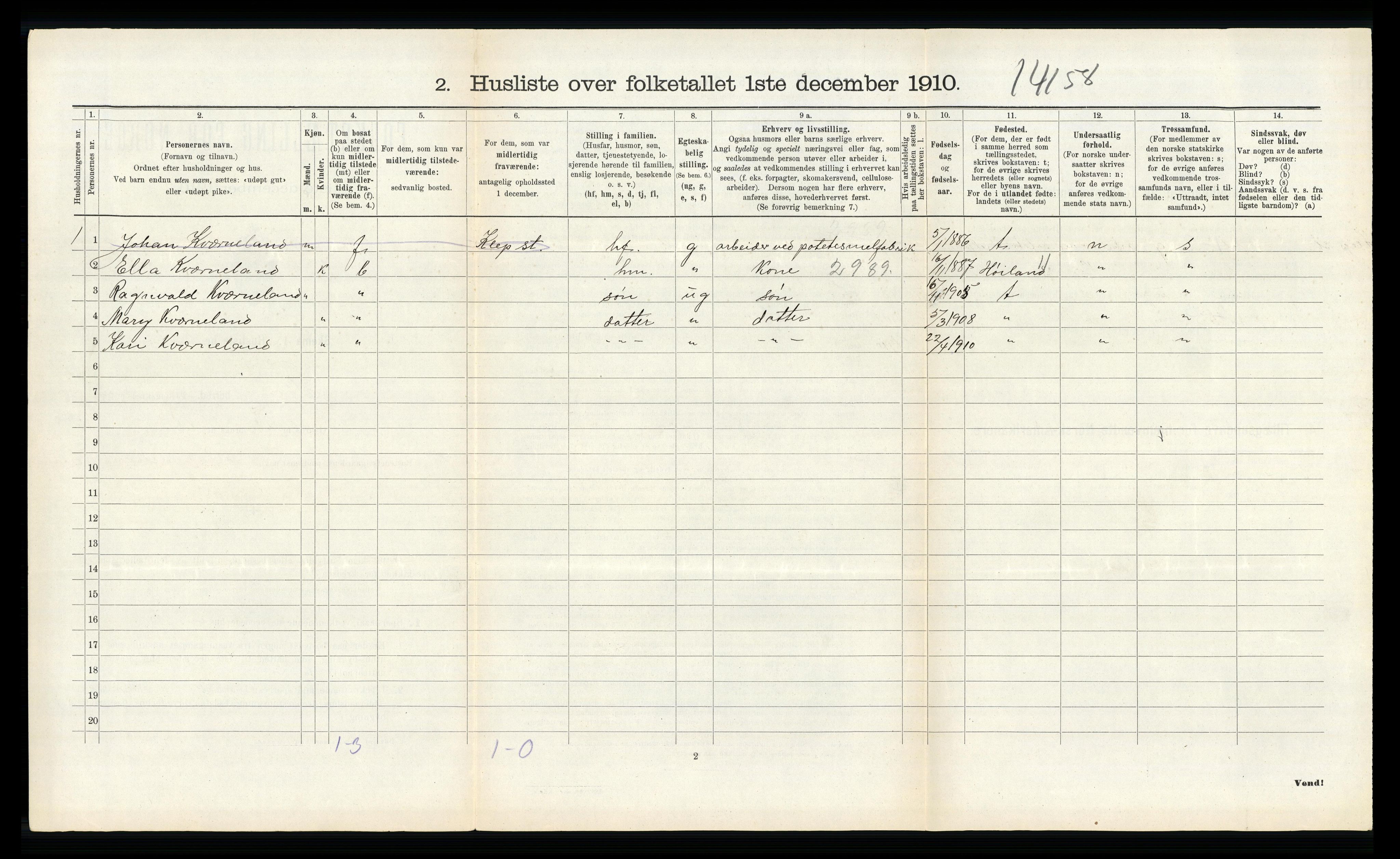 RA, Folketelling 1910 for 1121 Time herred, 1910, s. 746