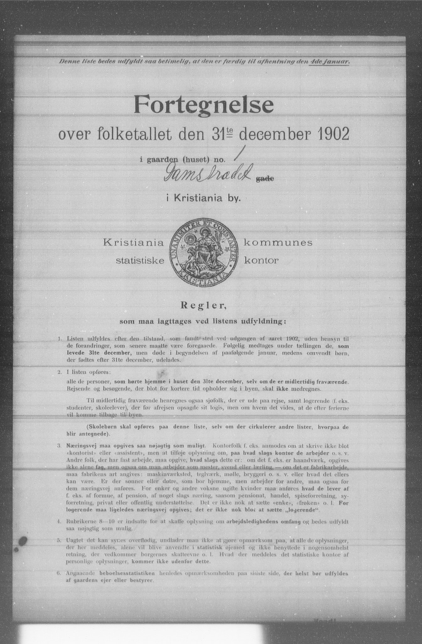 OBA, Kommunal folketelling 31.12.1902 for Kristiania kjøpstad, 1902, s. 2730