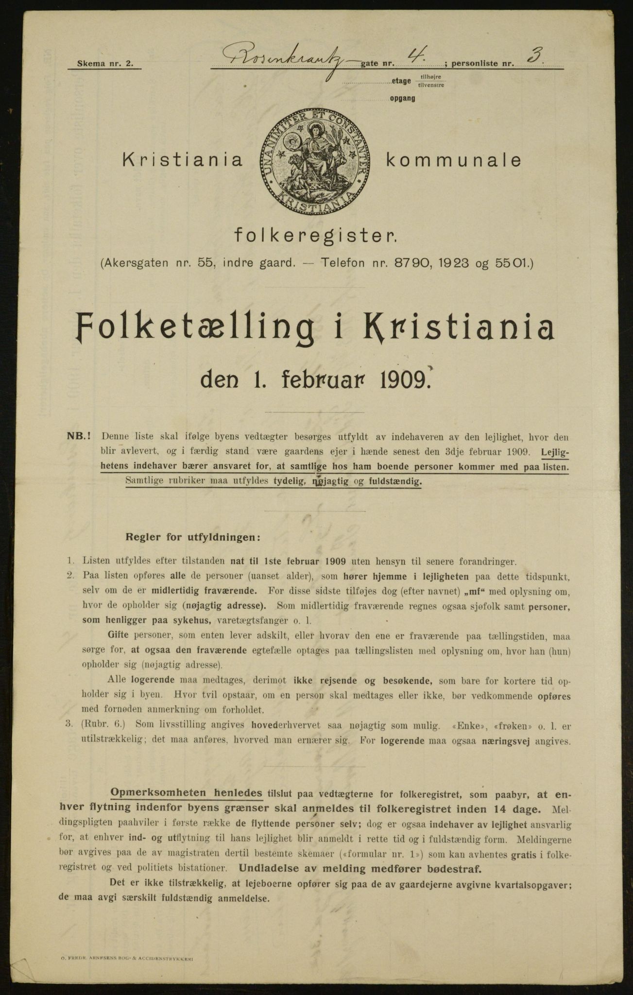 OBA, Kommunal folketelling 1.2.1909 for Kristiania kjøpstad, 1909, s. 75991