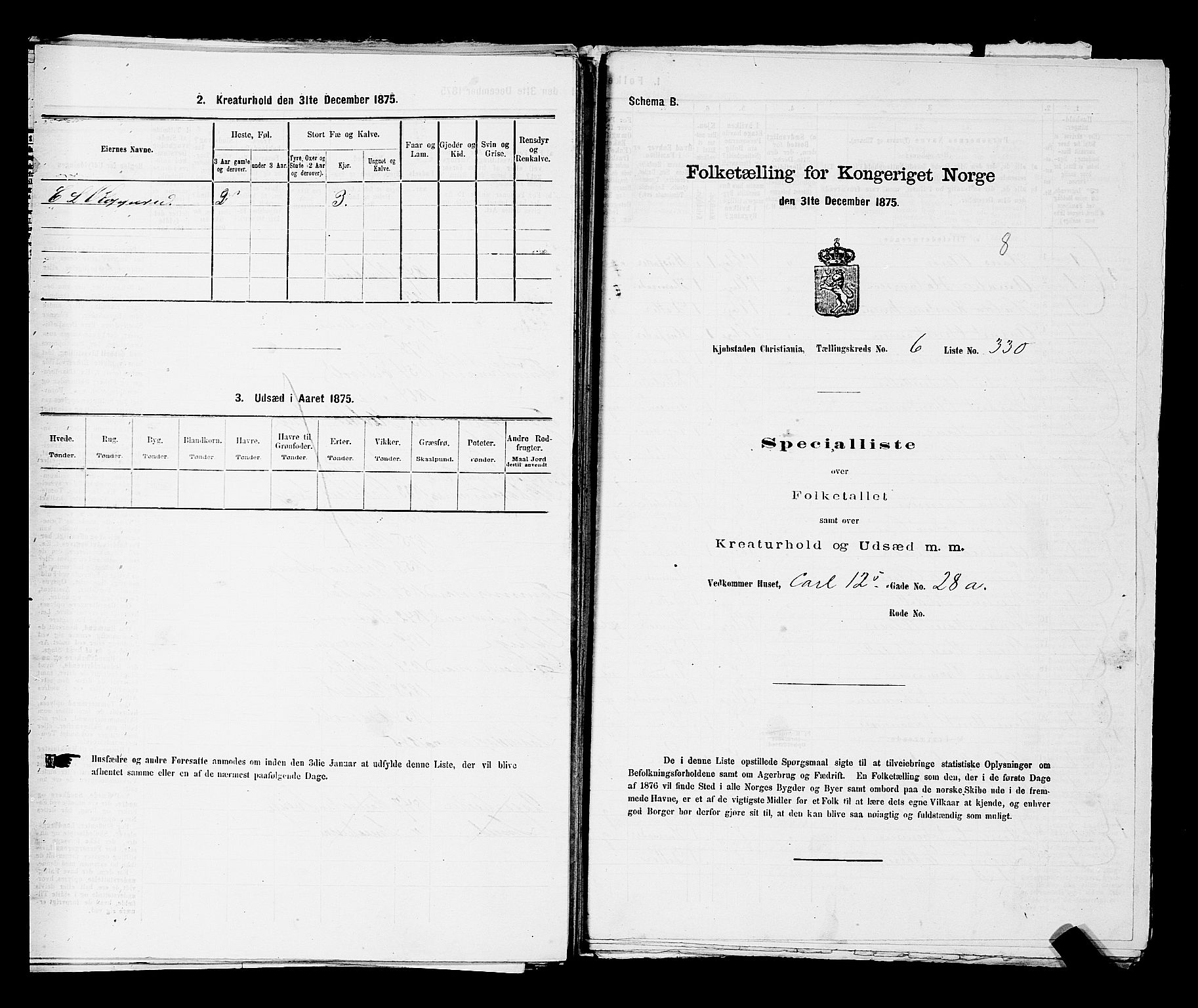 RA, Folketelling 1875 for 0301 Kristiania kjøpstad, 1875, s. 988