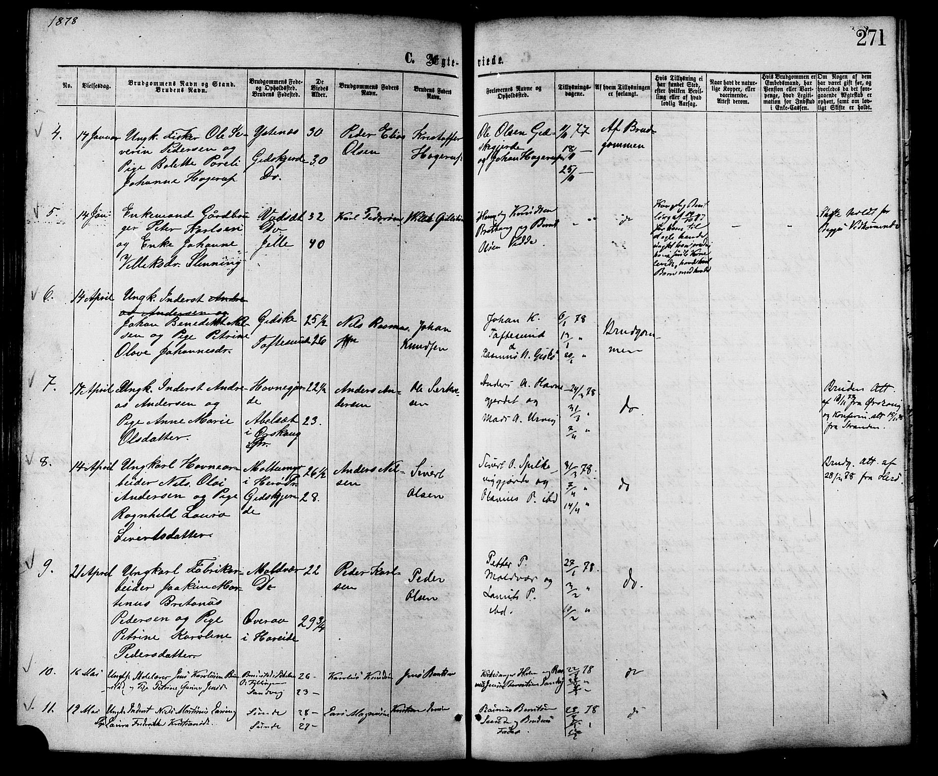 Ministerialprotokoller, klokkerbøker og fødselsregistre - Møre og Romsdal, AV/SAT-A-1454/528/L0399: Ministerialbok nr. 528A10, 1864-1879, s. 271