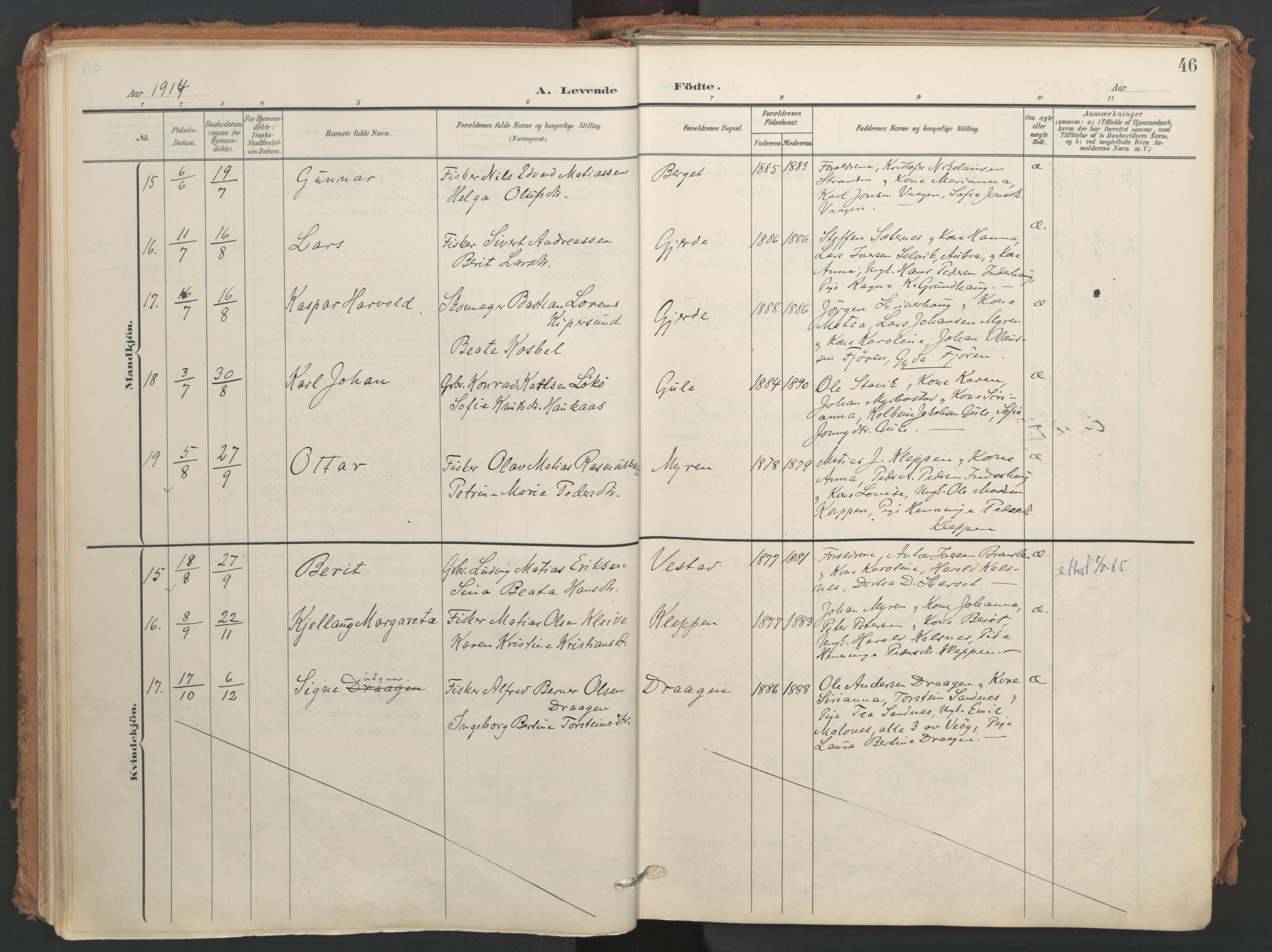 Ministerialprotokoller, klokkerbøker og fødselsregistre - Møre og Romsdal, AV/SAT-A-1454/566/L0771: Ministerialbok nr. 566A10, 1904-1929, s. 46