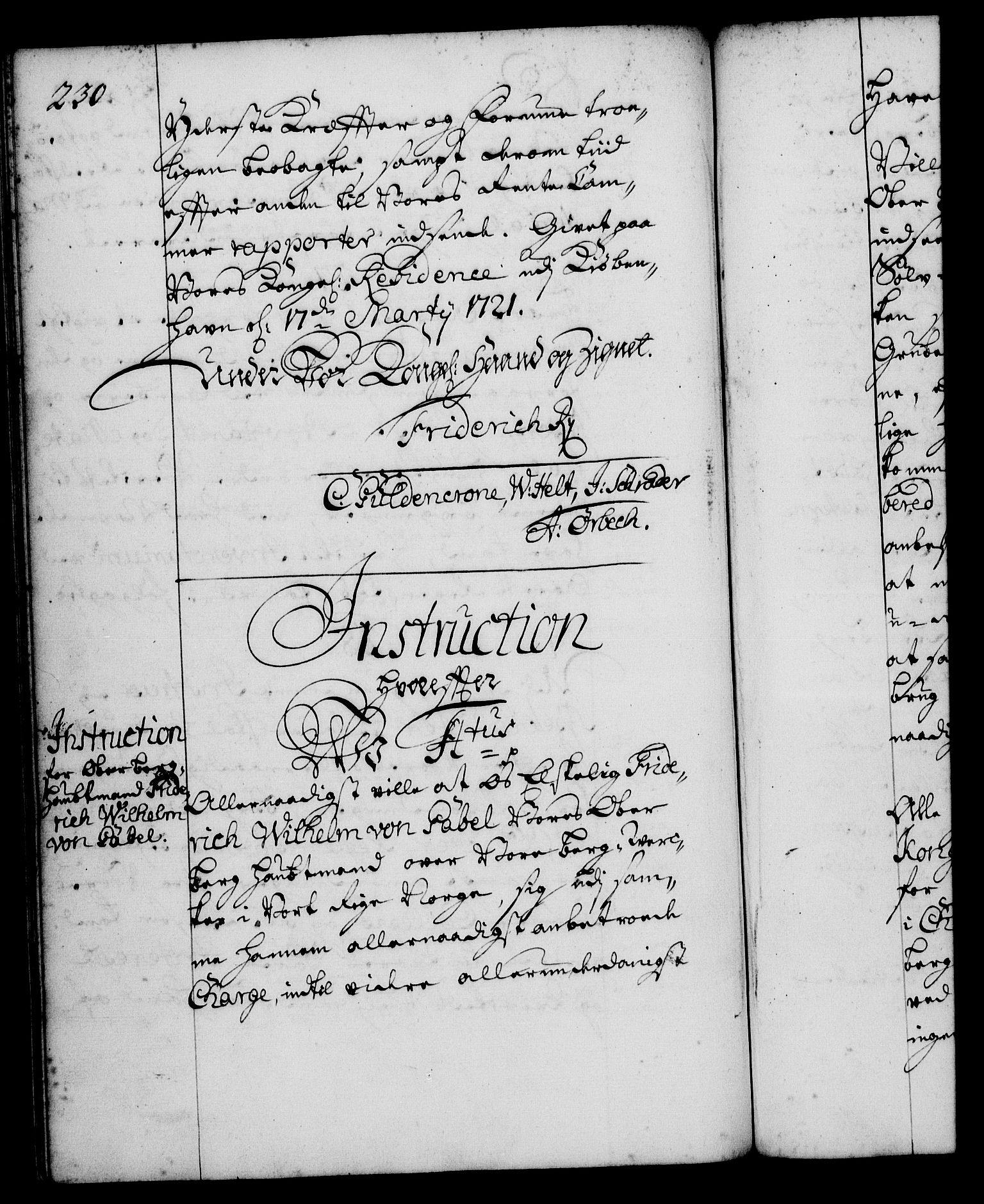 Rentekammeret, Kammerkanselliet, RA/EA-3111/G/Gg/Ggi/L0001: Norsk instruksjonsprotokoll med register (merket RK 53.34), 1720-1729, s. 230