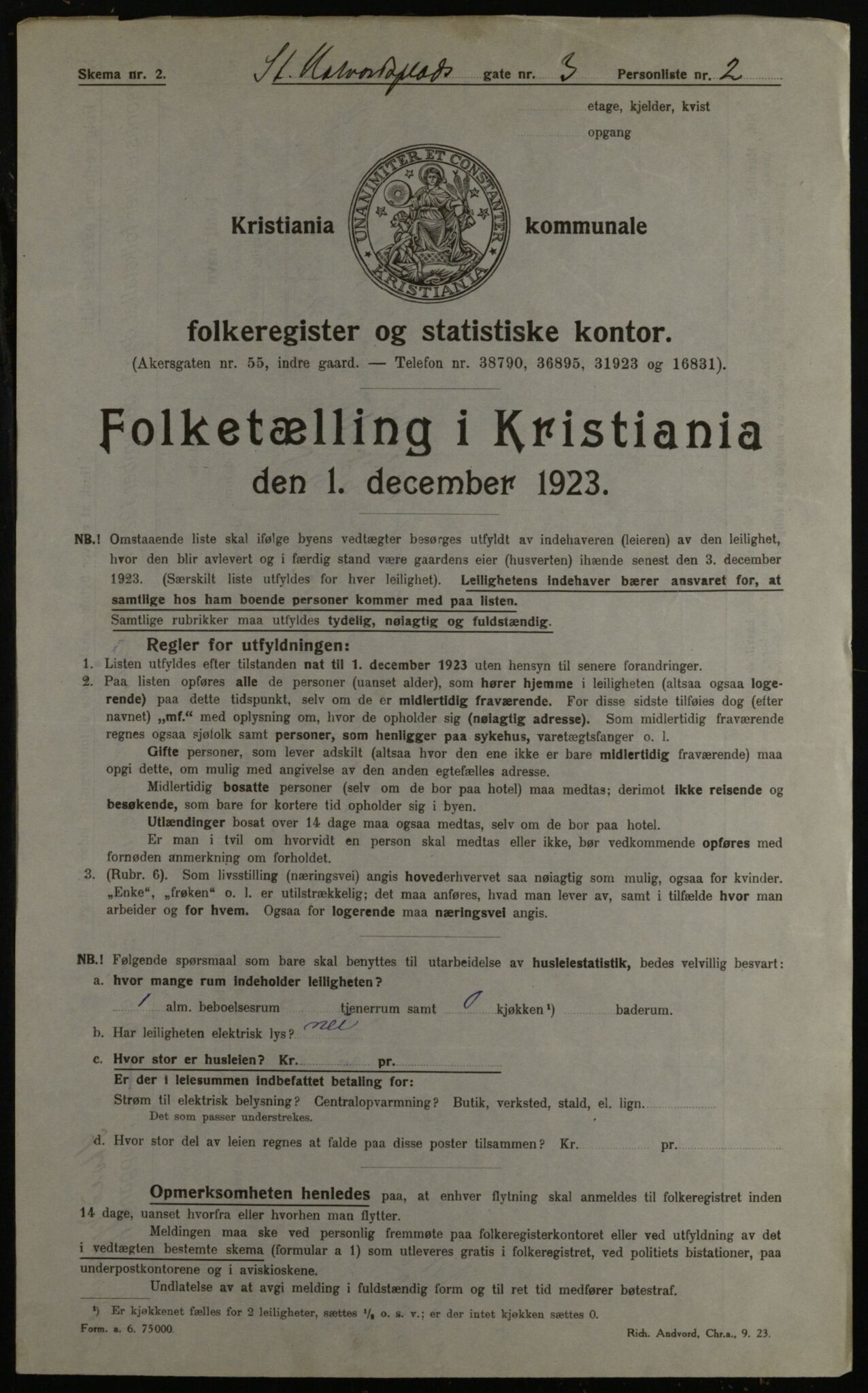 OBA, Kommunal folketelling 1.12.1923 for Kristiania, 1923, s. 97246