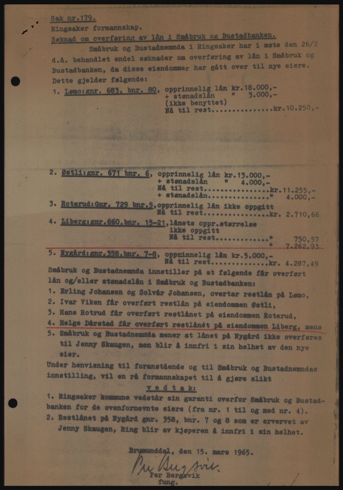 Nord-Hedmark sorenskriveri, SAH/TING-012/H/Hc/L0021: Pantebok nr. 21, 1964-1965, Dagboknr: 1632/1965