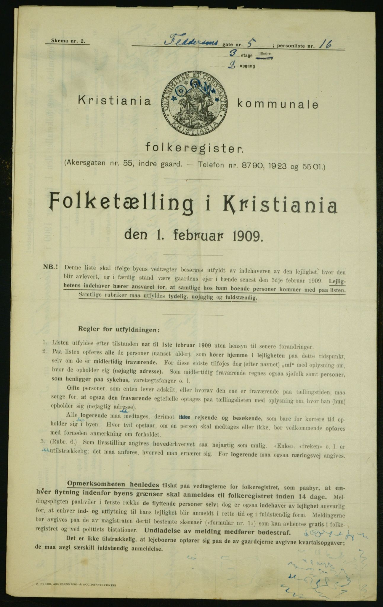 OBA, Kommunal folketelling 1.2.1909 for Kristiania kjøpstad, 1909, s. 21693