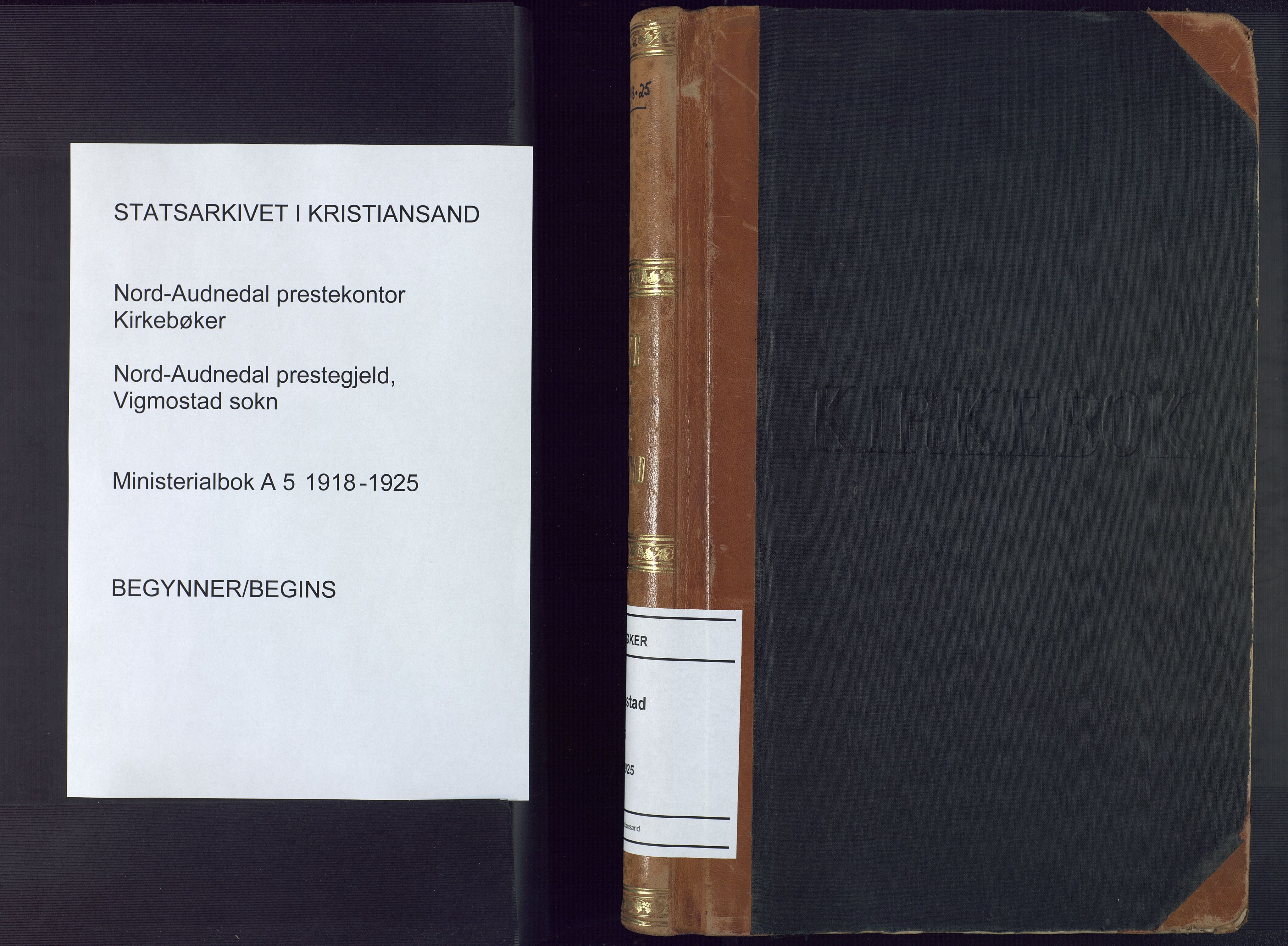 Nord-Audnedal sokneprestkontor, AV/SAK-1111-0032/F/Fa/Fab/L0005: Ministerialbok nr. A 5, 1918-1925
