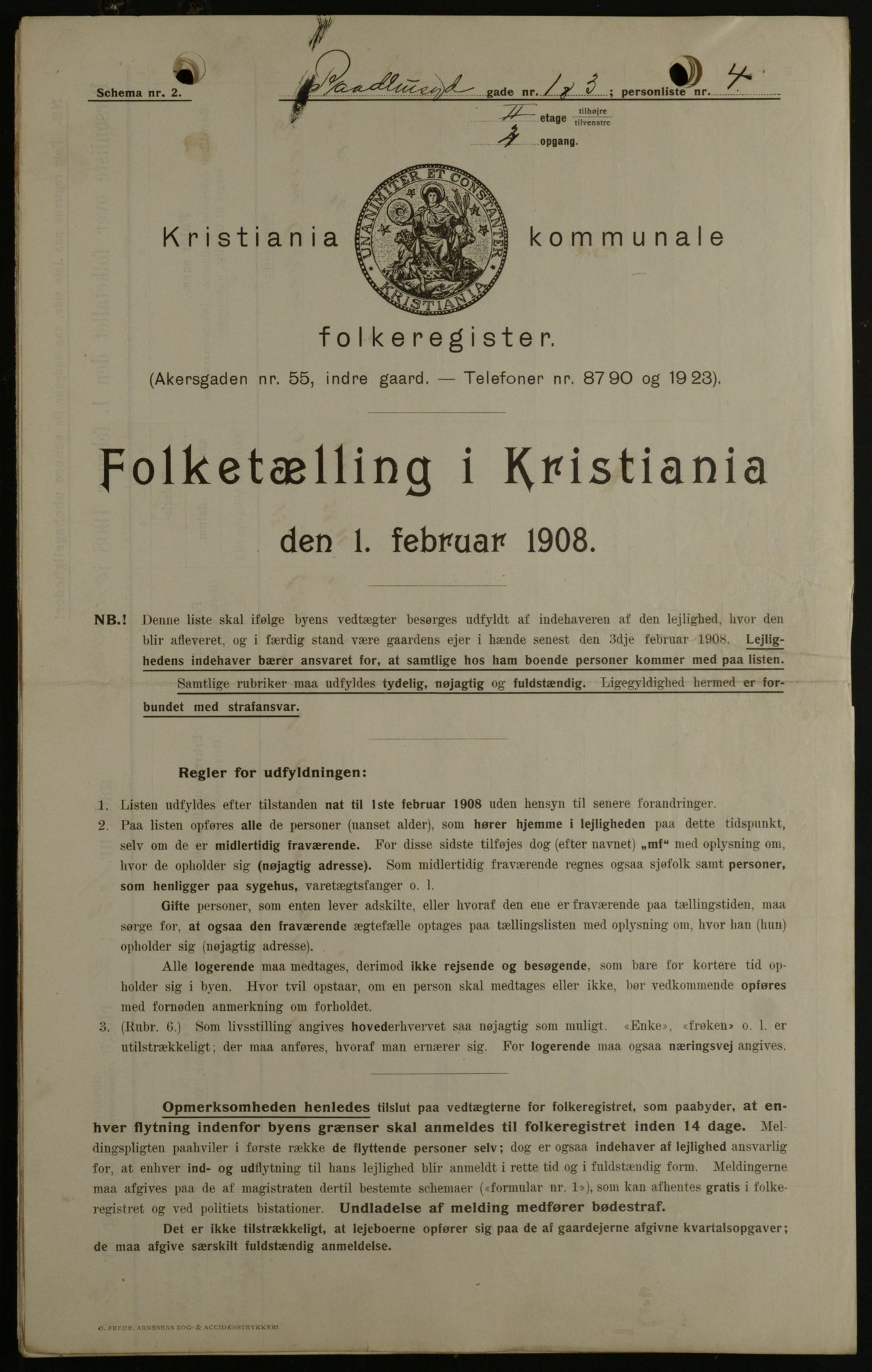 OBA, Kommunal folketelling 1.2.1908 for Kristiania kjøpstad, 1908, s. 77553