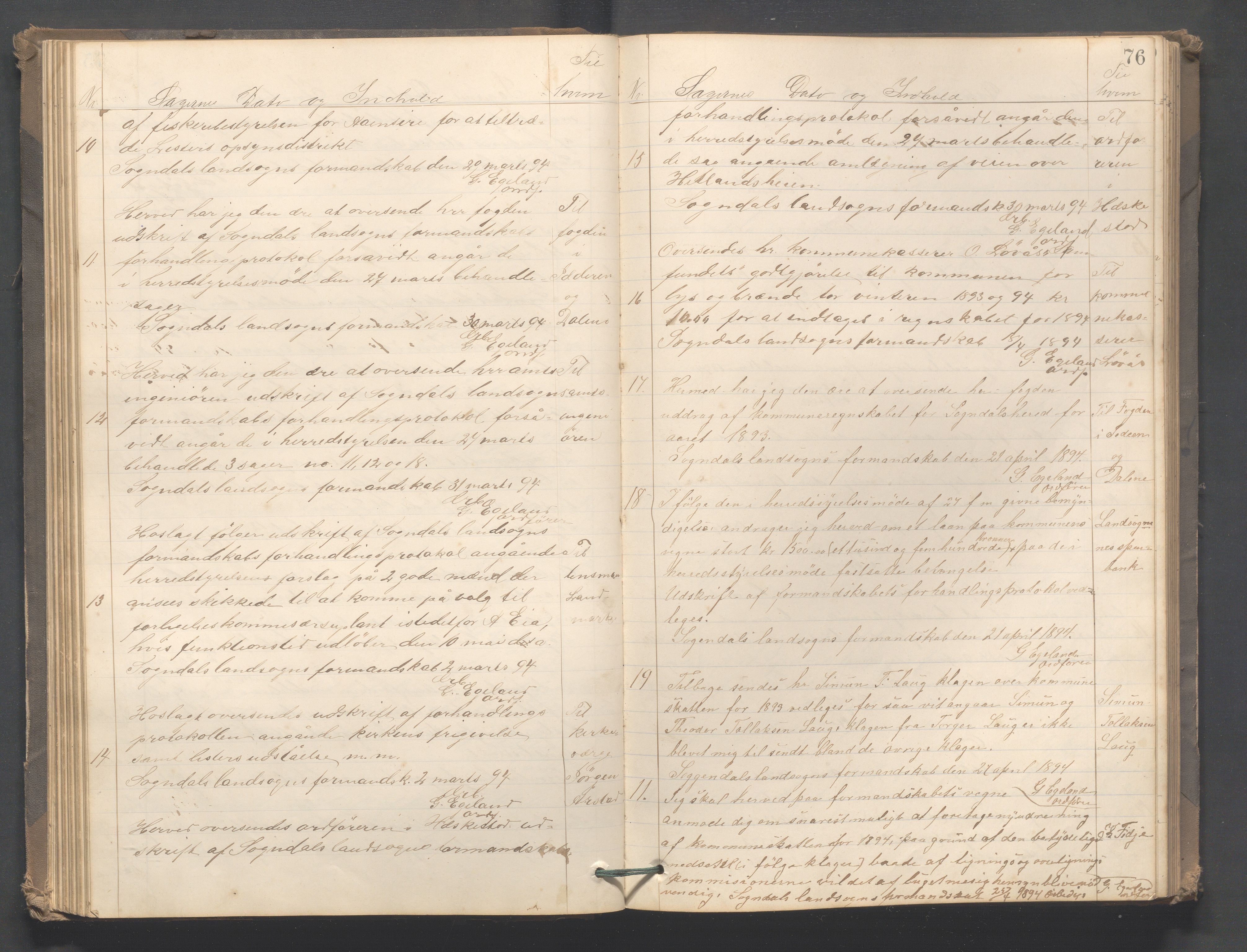 Sokndal kommune - Formannskapet/Sentraladministrasjonen, IKAR/K-101099/B/L0002: Kopibok, 1886-1904, s. 76