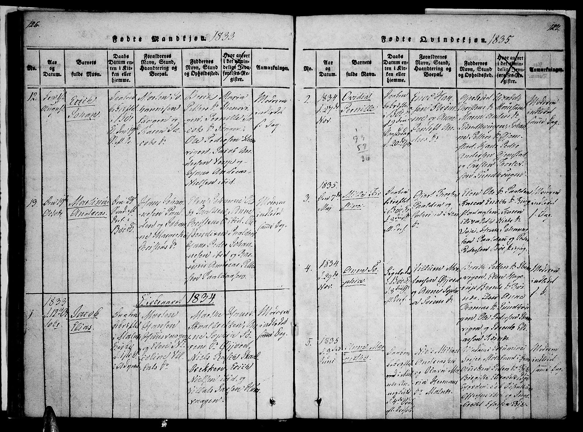 Ministerialprotokoller, klokkerbøker og fødselsregistre - Nordland, AV/SAT-A-1459/891/L1298: Ministerialbok nr. 891A03, 1820-1840, s. 126-127