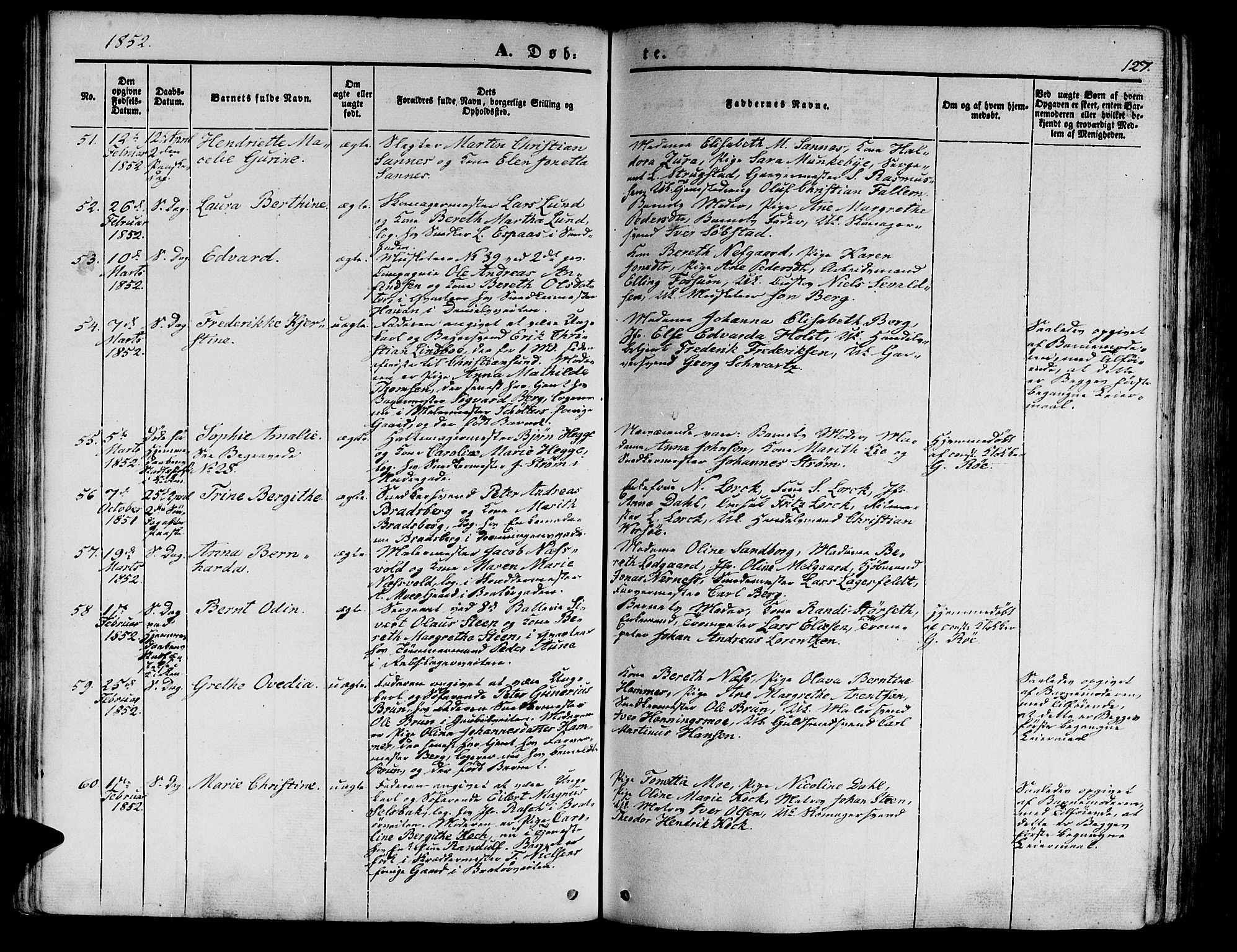 Ministerialprotokoller, klokkerbøker og fødselsregistre - Sør-Trøndelag, SAT/A-1456/602/L0137: Klokkerbok nr. 602C05, 1846-1856, s. 127