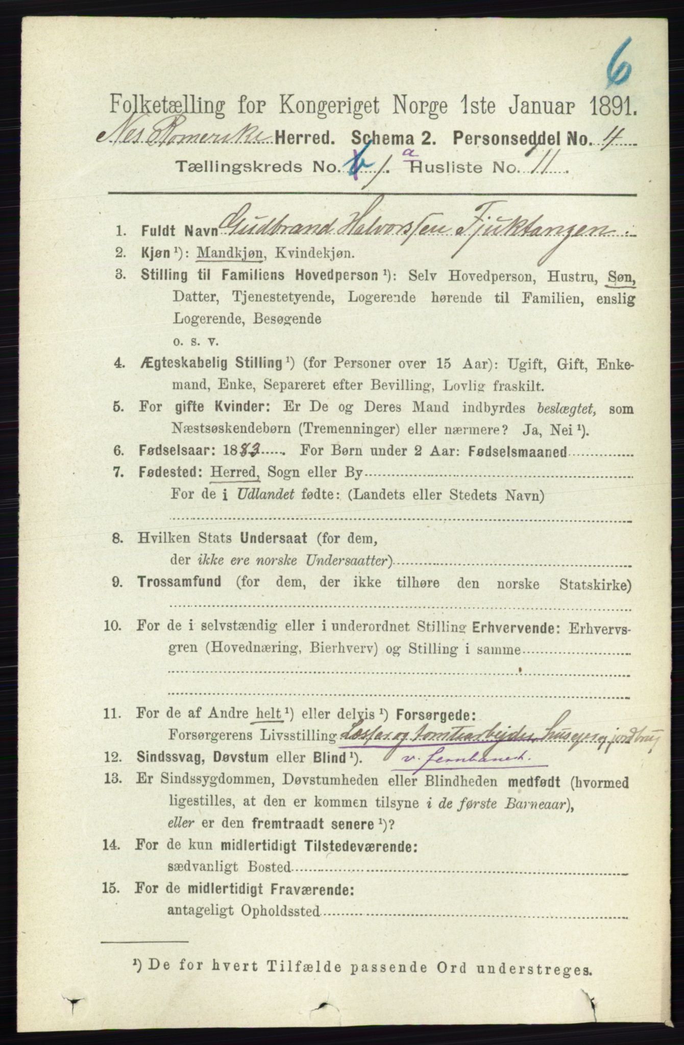 RA, Folketelling 1891 for 0236 Nes herred, 1891, s. 178