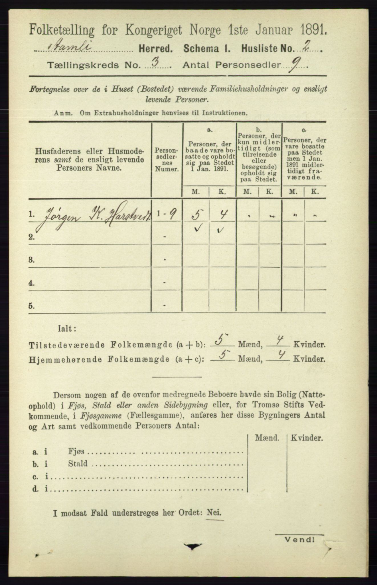 RA, Folketelling 1891 for 0929 Åmli herred, 1891, s. 301