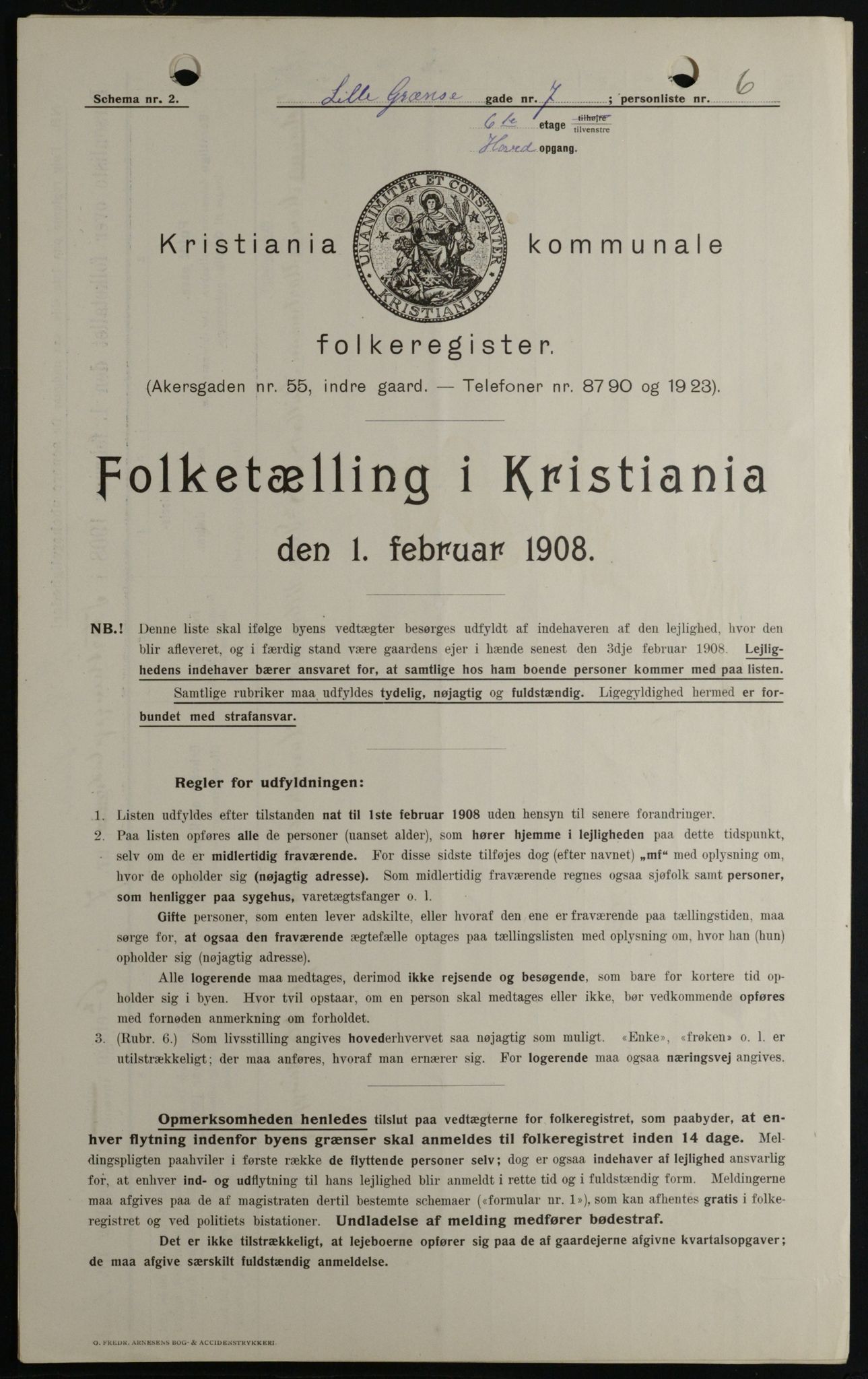 OBA, Kommunal folketelling 1.2.1908 for Kristiania kjøpstad, 1908, s. 51654