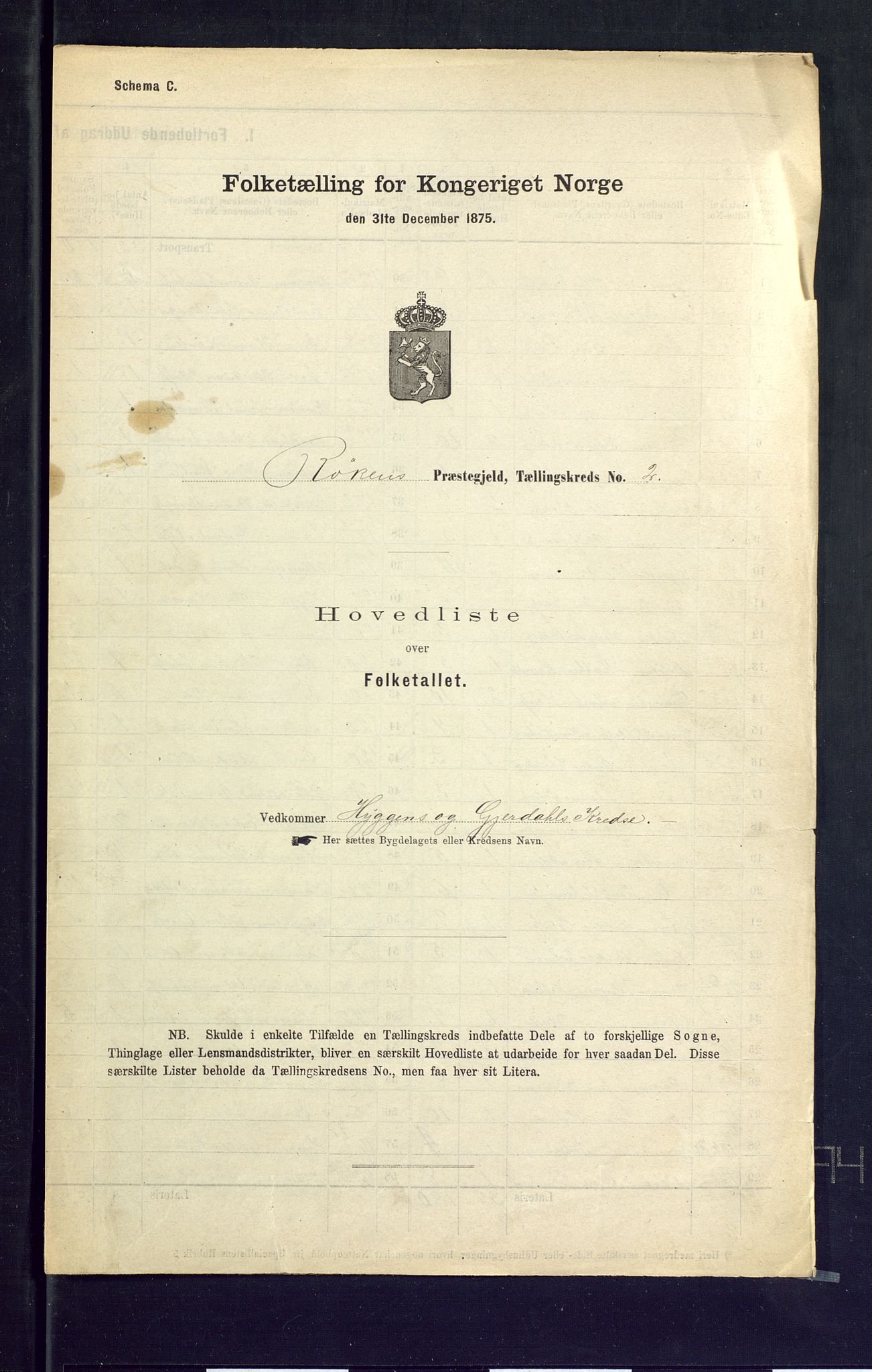 SAKO, Folketelling 1875 for 0627P Røyken prestegjeld, 1875, s. 6