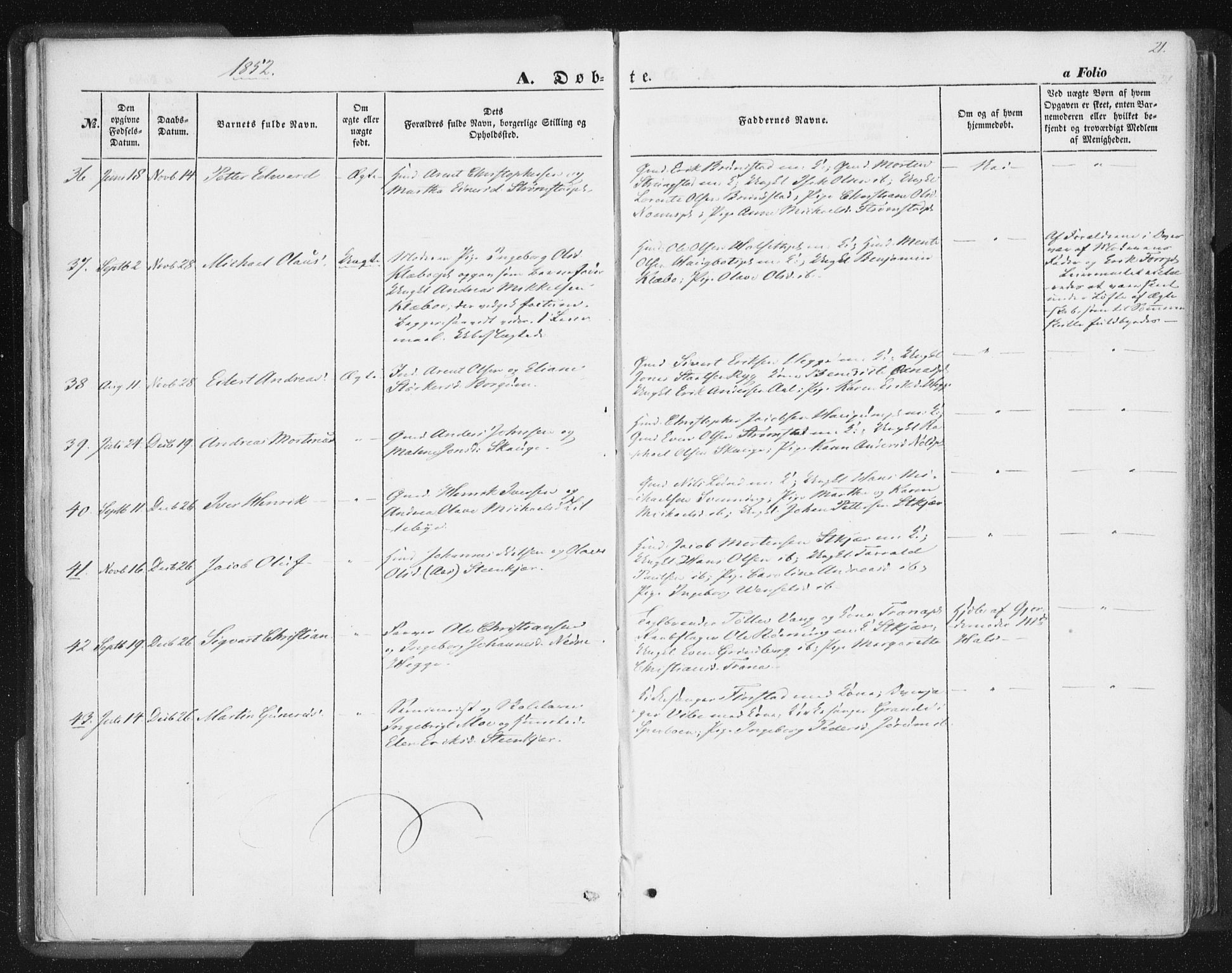 Ministerialprotokoller, klokkerbøker og fødselsregistre - Nord-Trøndelag, SAT/A-1458/746/L0446: Ministerialbok nr. 746A05, 1846-1859, s. 21