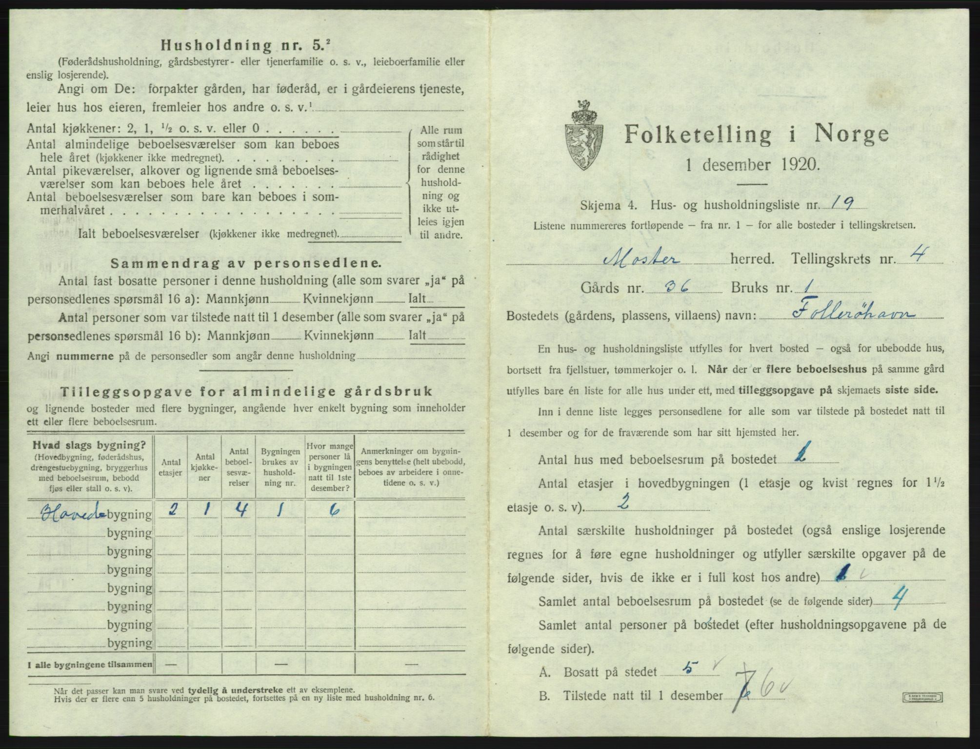 SAB, Folketelling 1920 for 1218 Moster herred, 1920, s. 217
