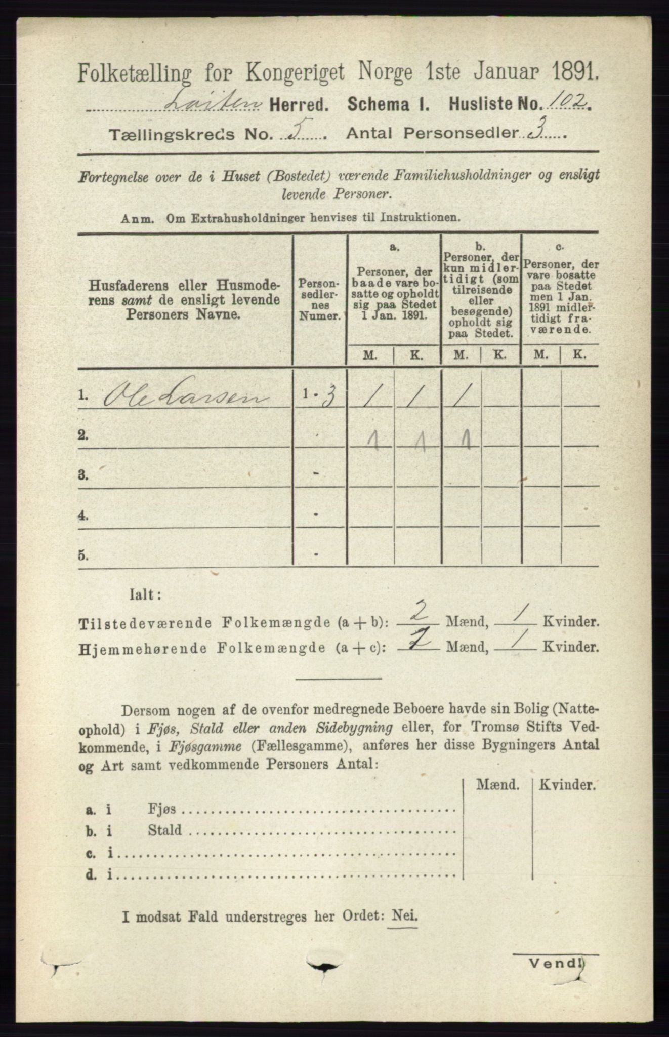 RA, Folketelling 1891 for 0415 Løten herred, 1891, s. 3407